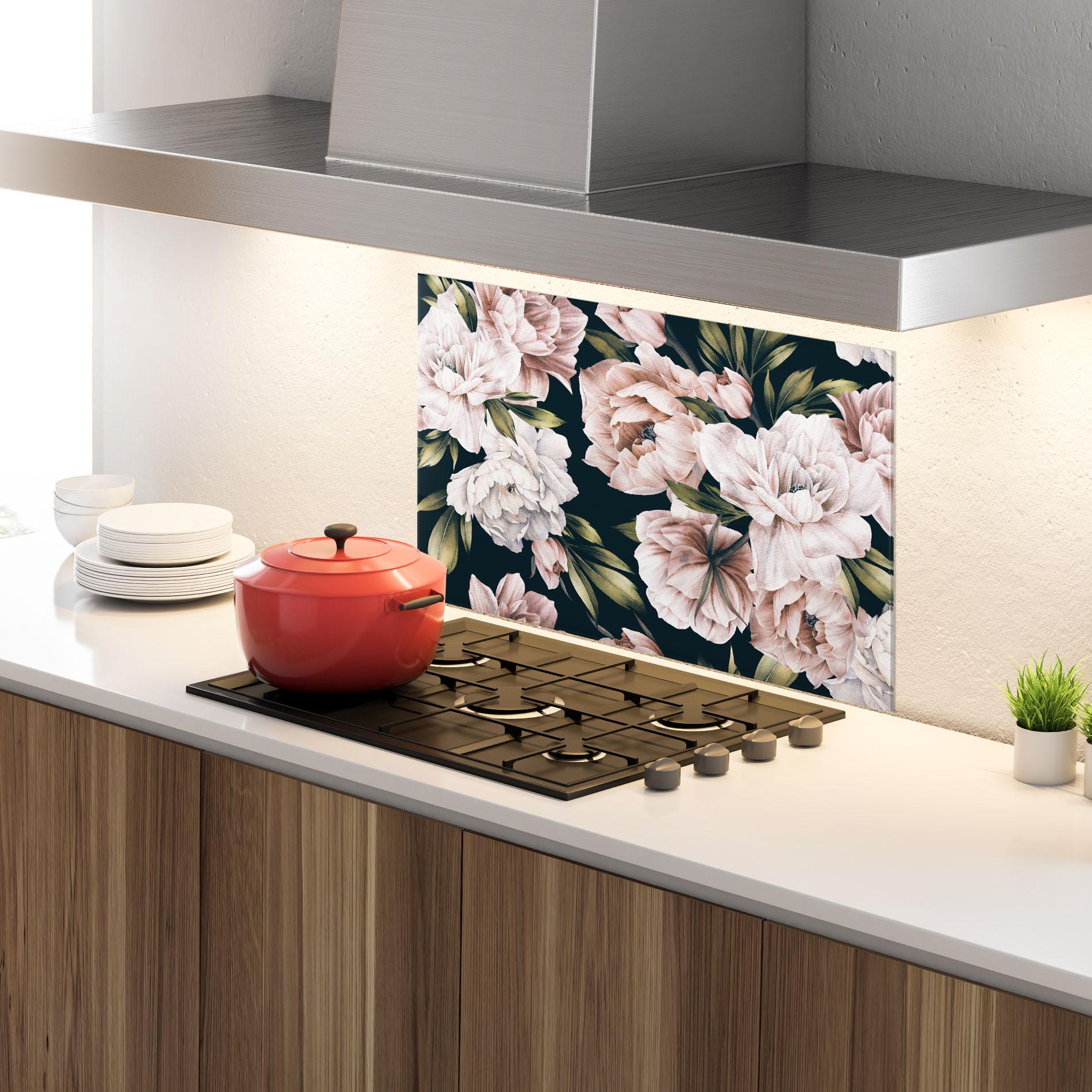 Panou Sticla Bucatarie Flori De Bujori mockup 4