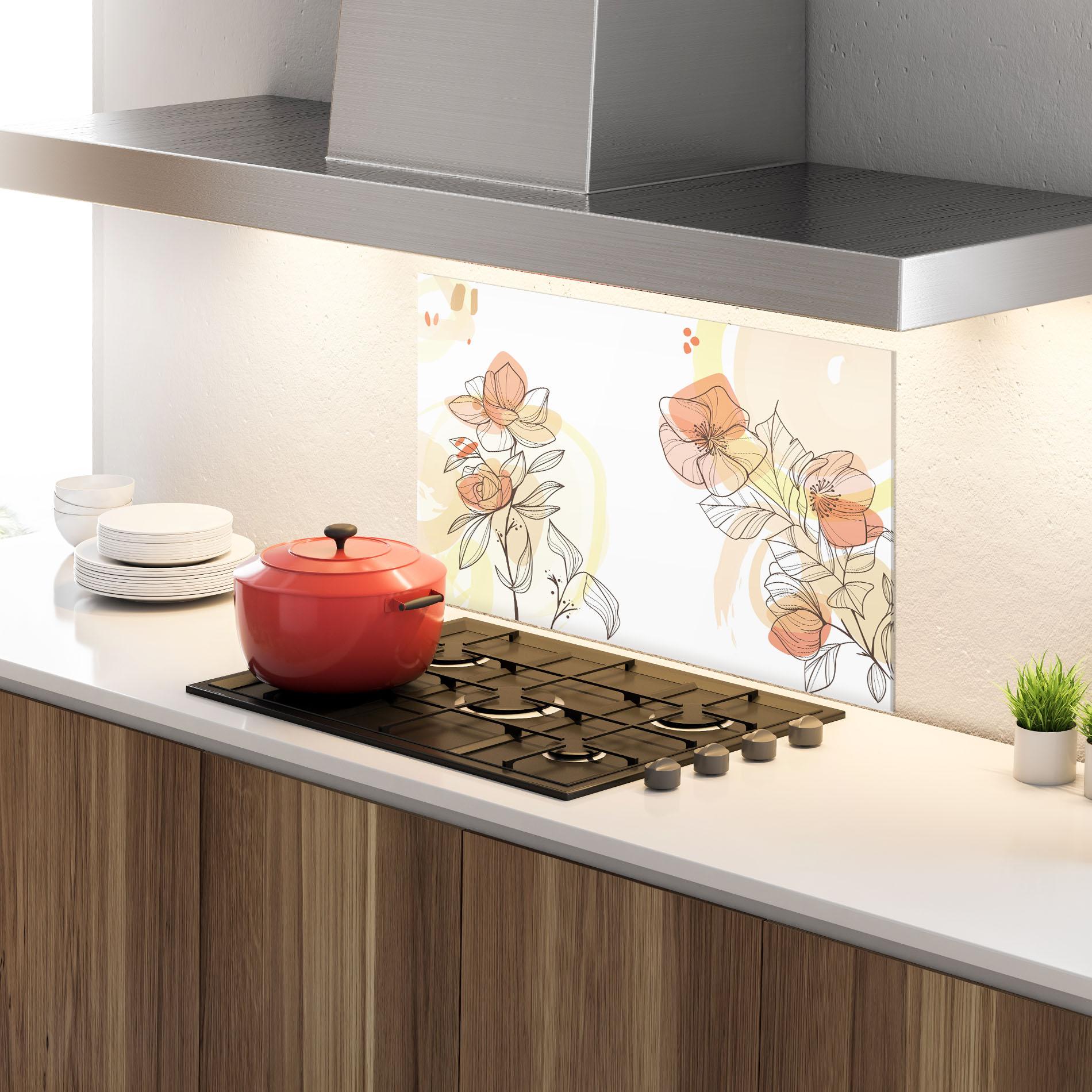 Panou Sticla Bucatarie Yellow Orange Line mockup 4