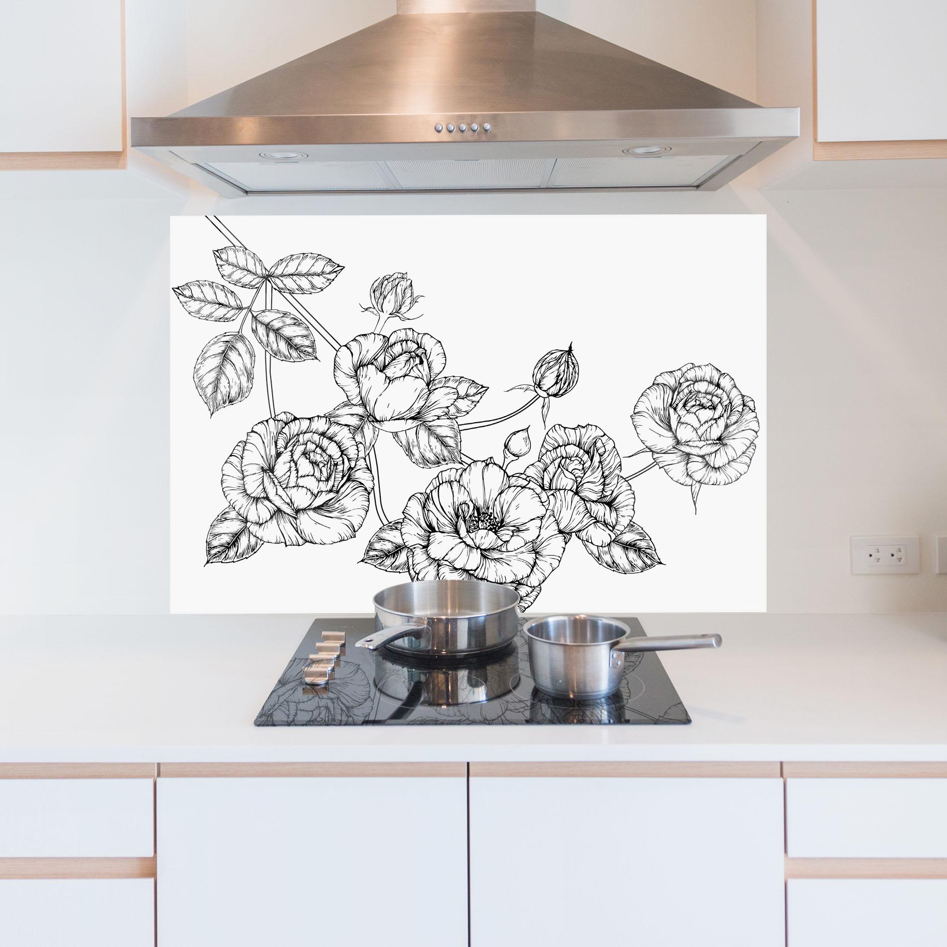 Panou Sticla Bucatarie Big Roses Line mockup 5