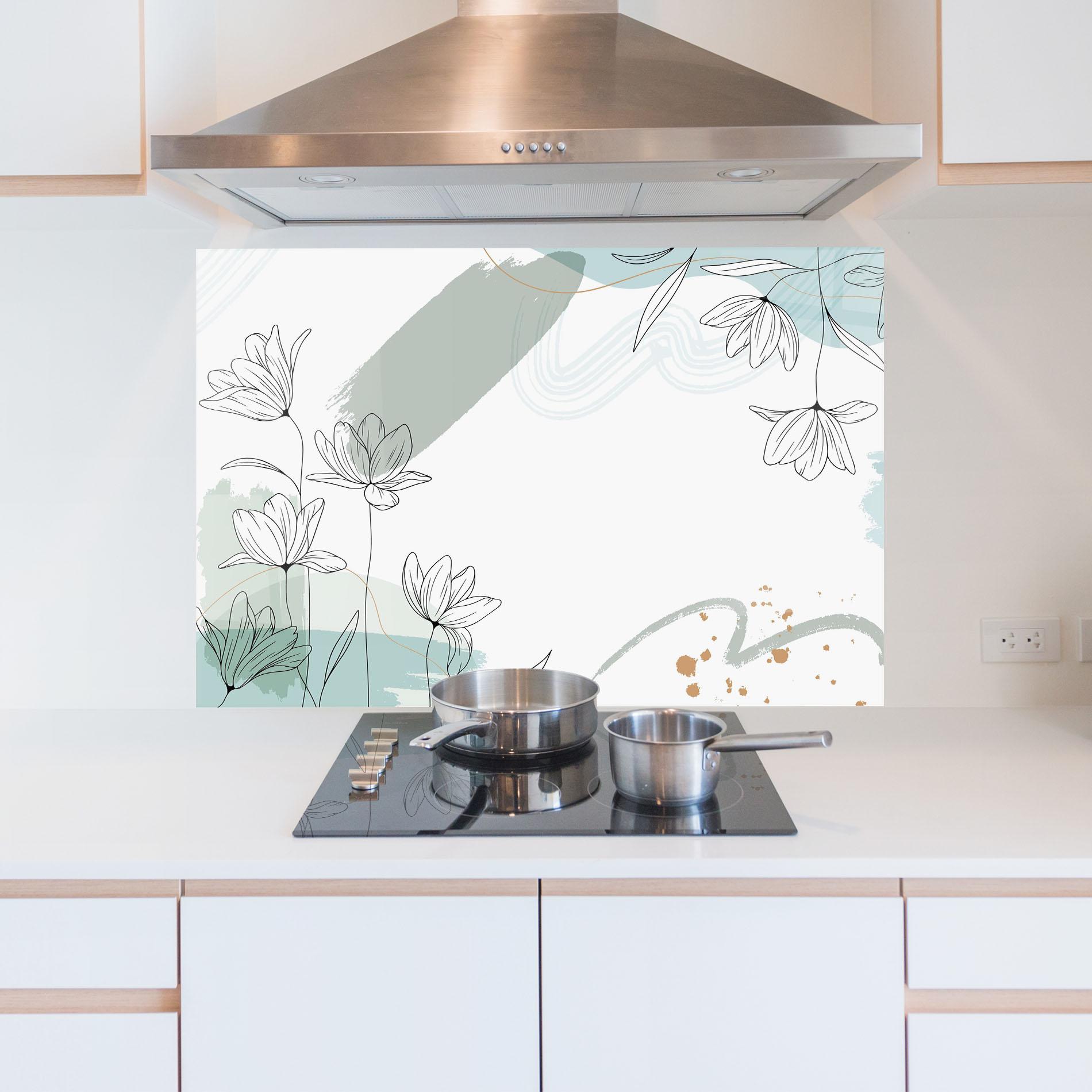 Panou Sticla Bucatarie Black Blue Line mockup 5