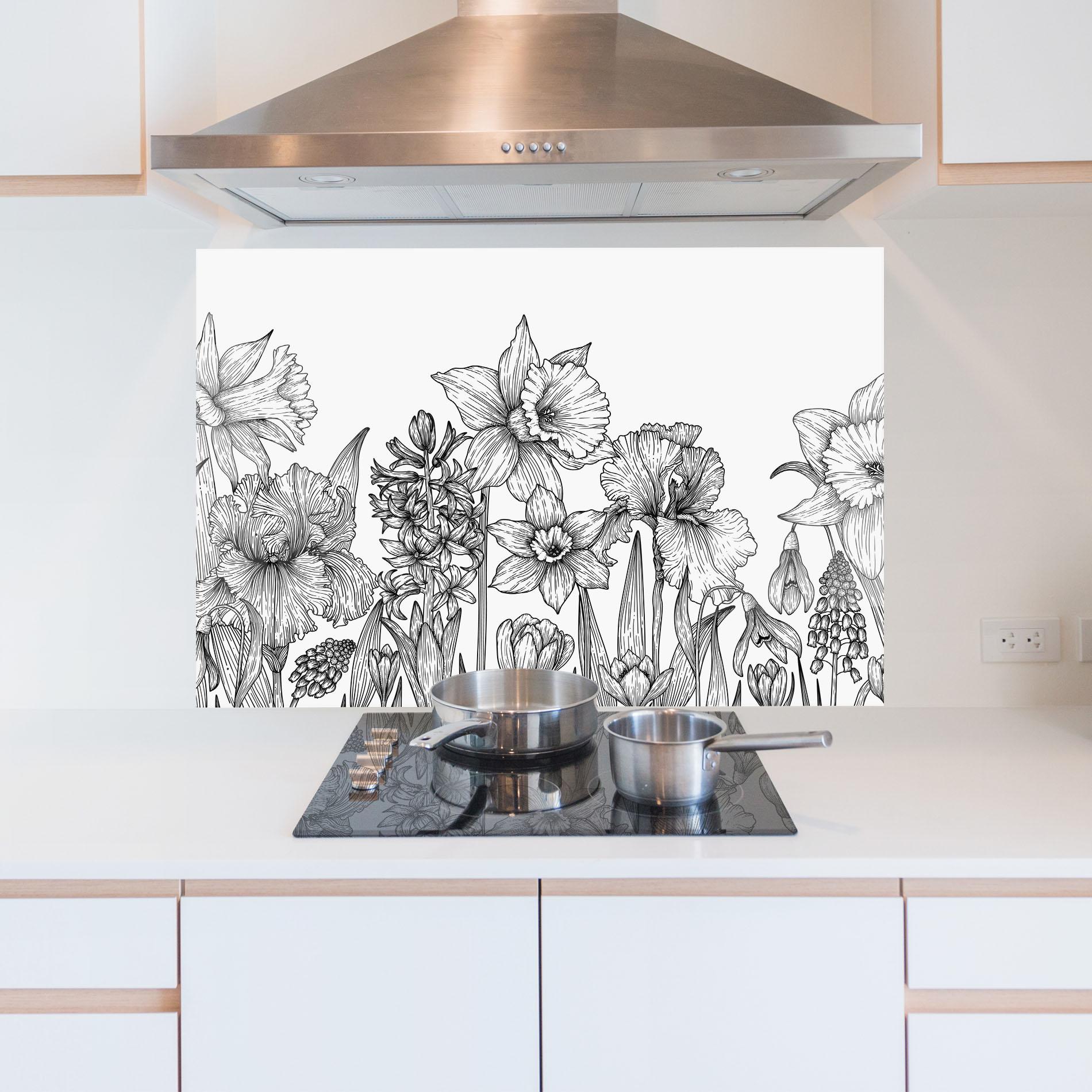 Panou Sticla Bucatarie Black Line Plant mockup 5