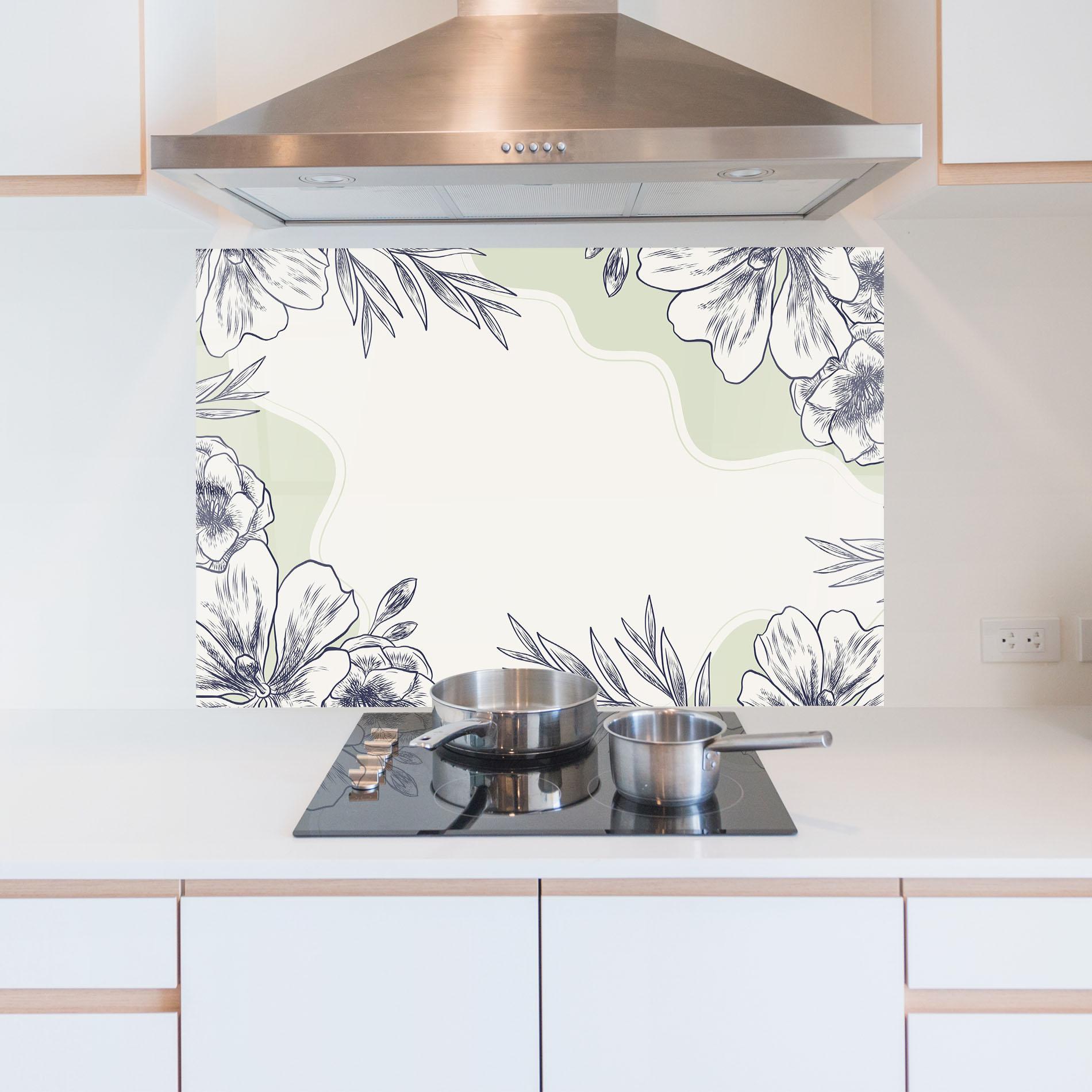 Panou Sticla Bucatarie Blue Line Green mockup 5