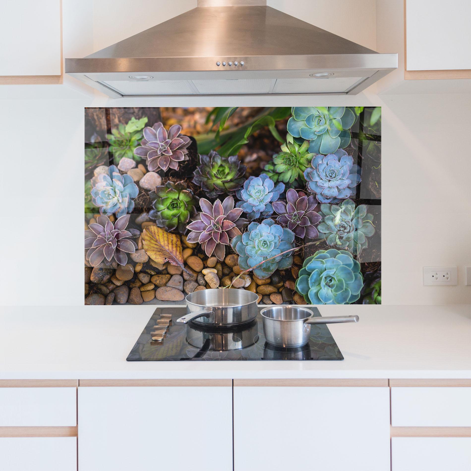 Panou Sticla Bucatarie Colorful Flowers mockup 5