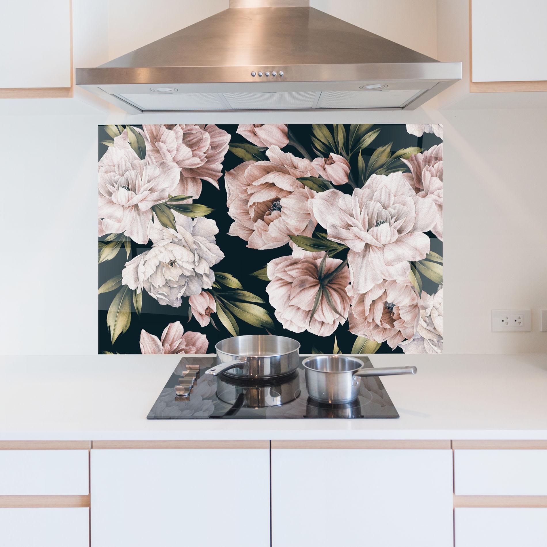 Panou Sticla Bucatarie Flori De Bujori mockup 5