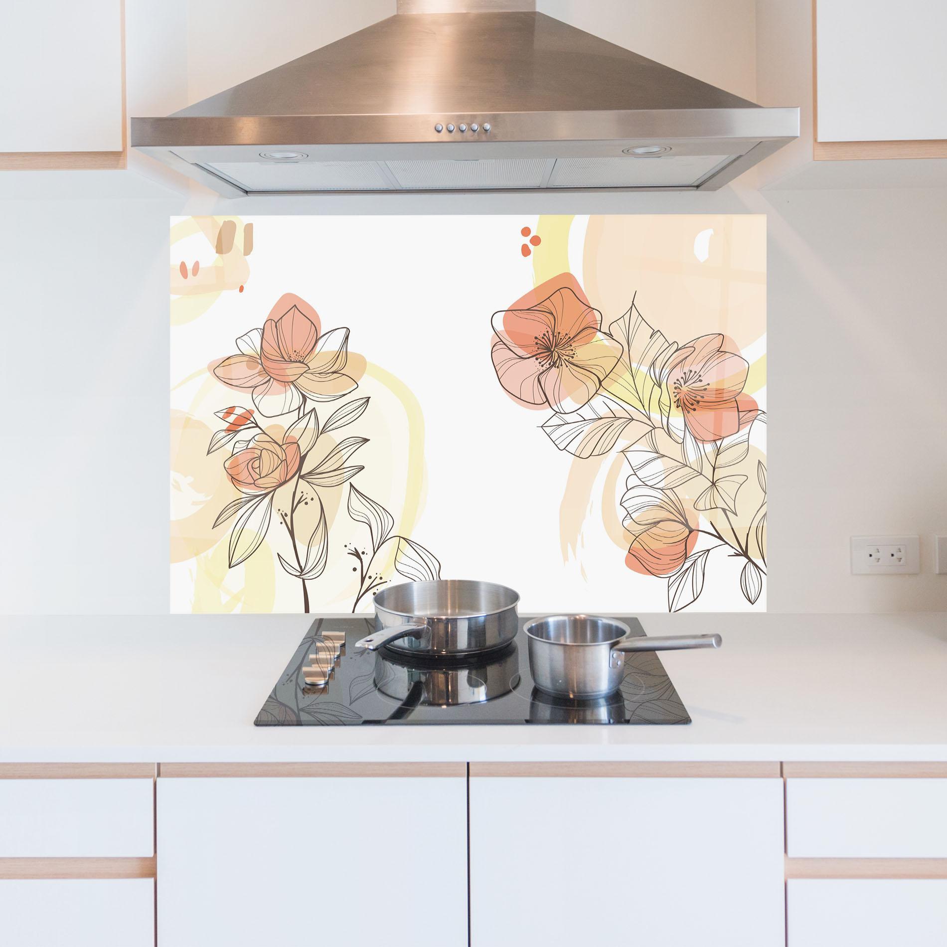 Panou Sticla Bucatarie Yellow Orange Line mockup 5