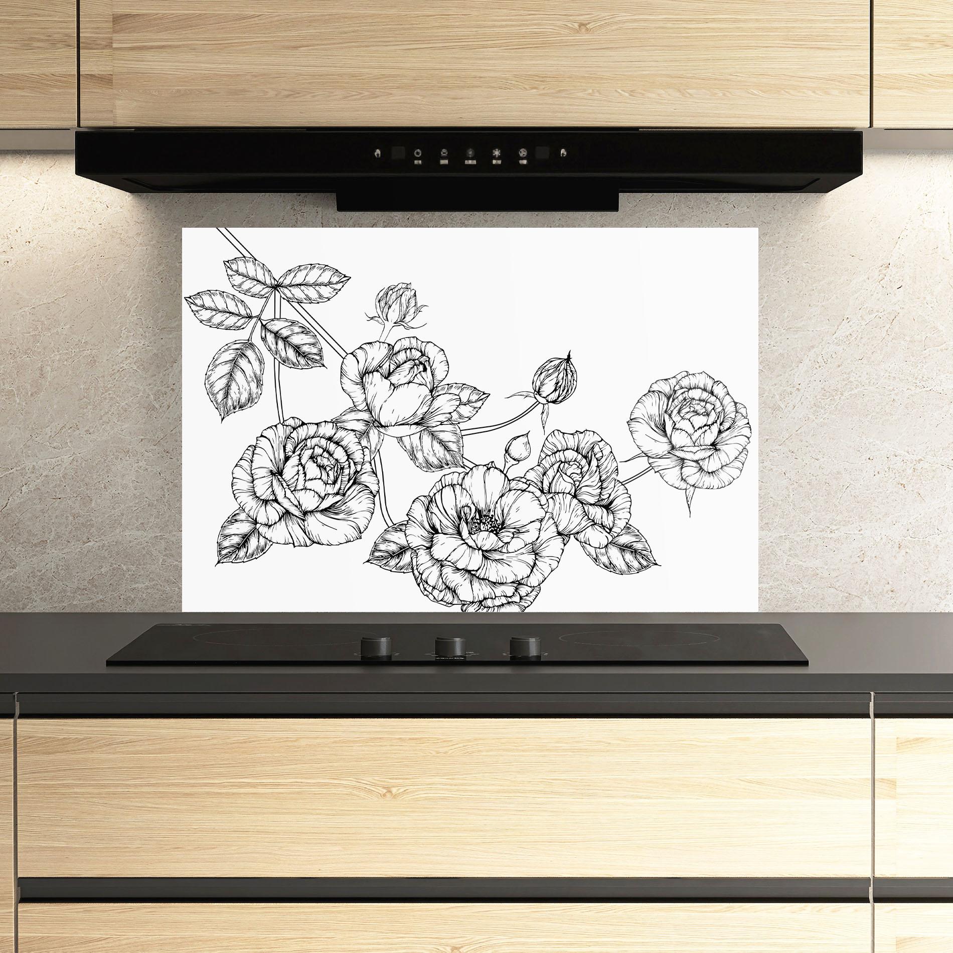 Panou Sticla Bucatarie Big Roses Line mockup 3