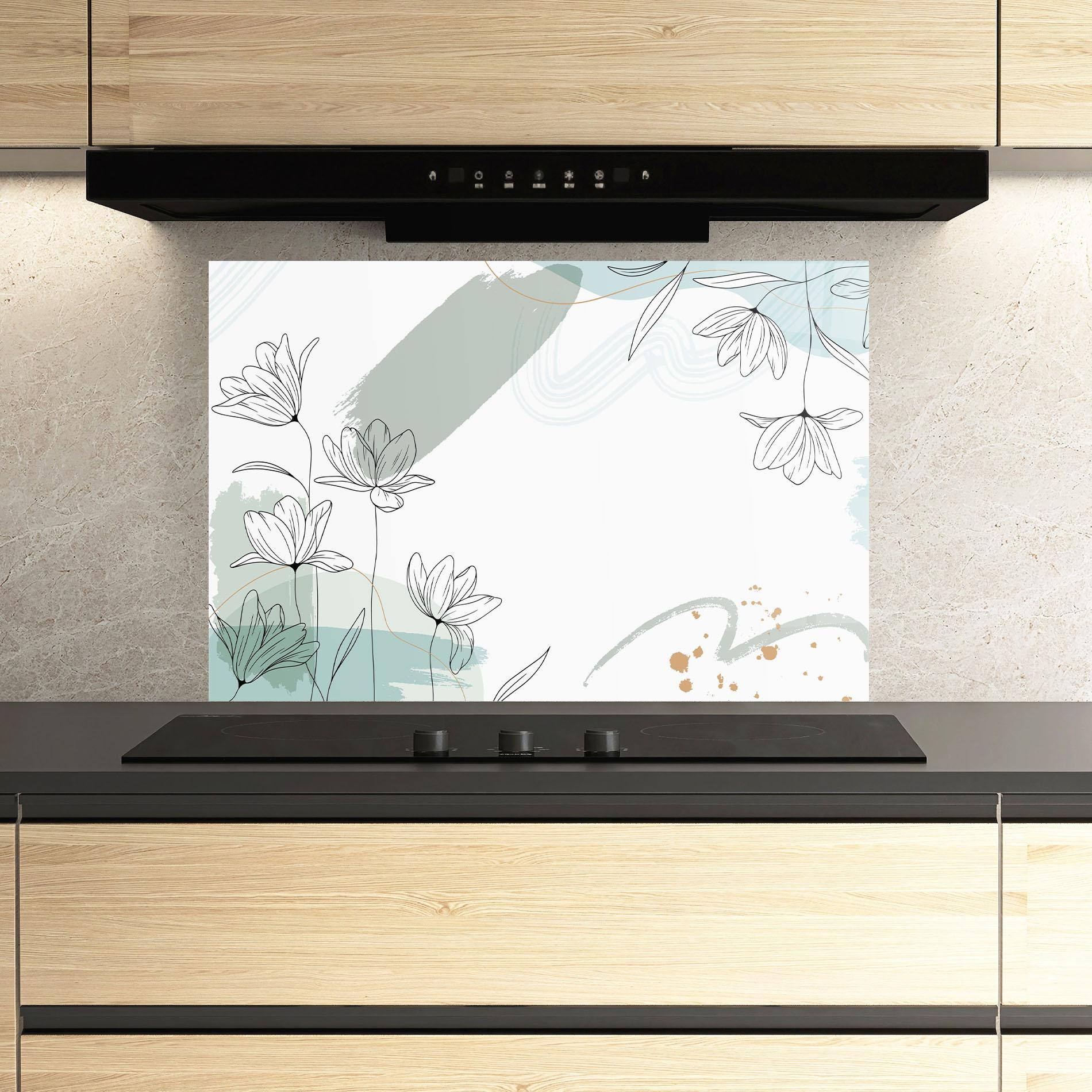 Panou Sticla Bucatarie Black Blue Line mockup 3