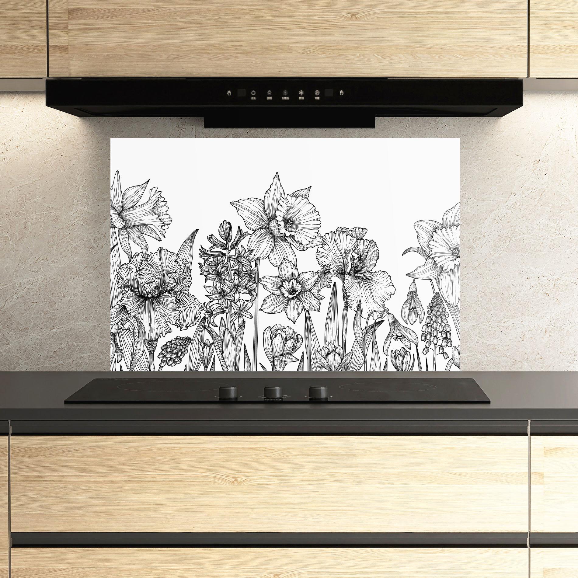 Panou Sticla Bucatarie Black Line Plant mockup 3