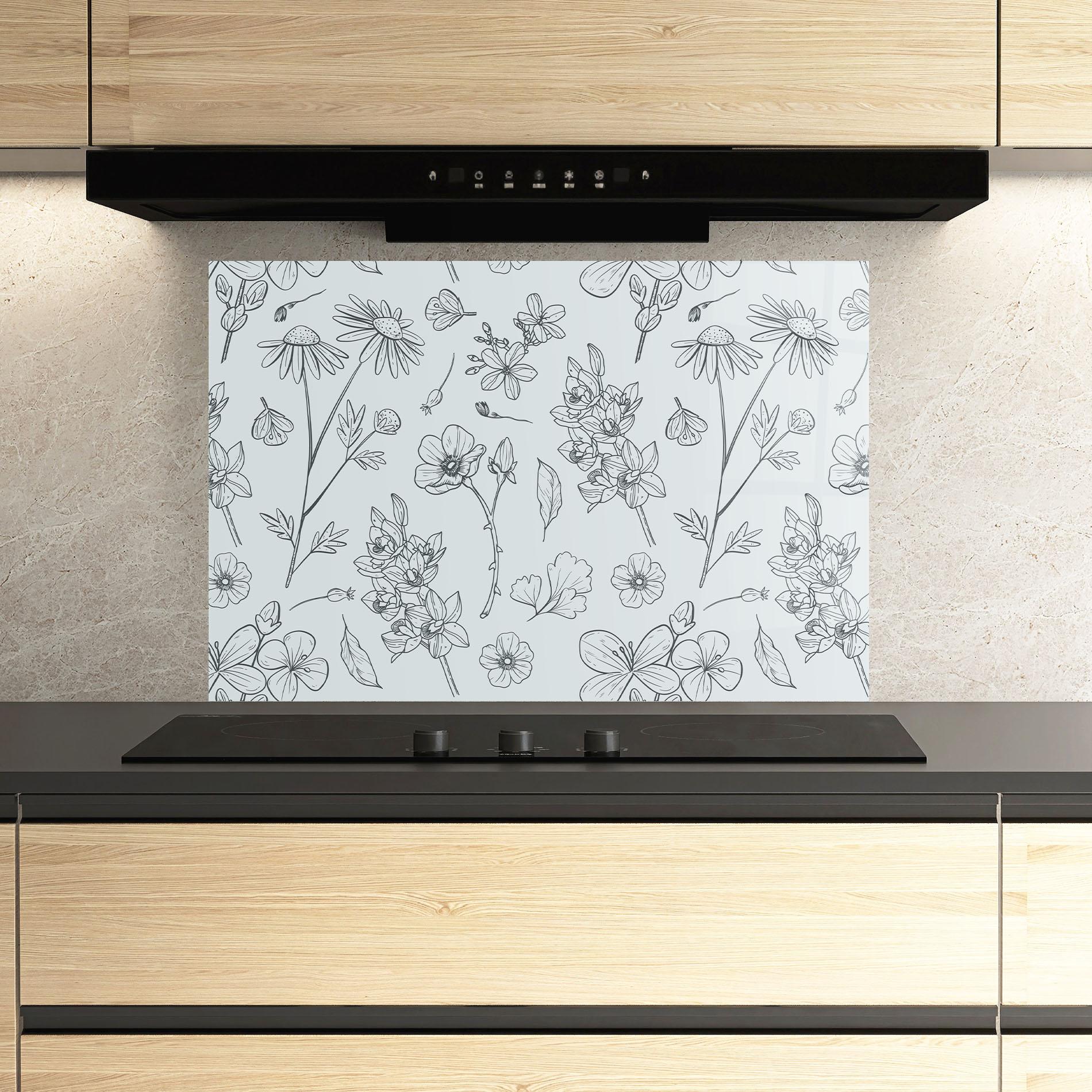 Panou Sticla Bucatarie Blue Flower Line mockup 3