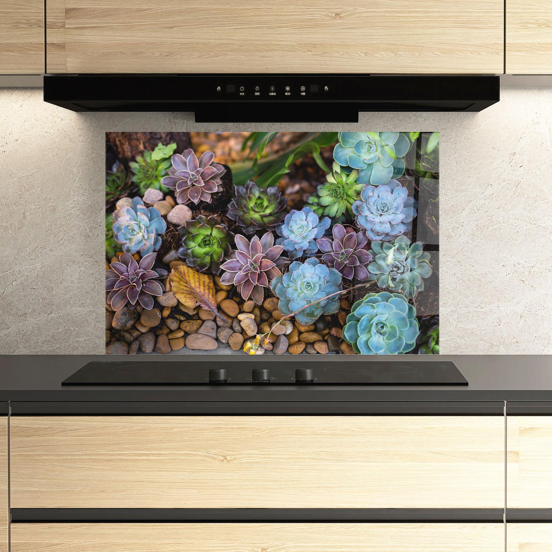 Panou Sticla Bucatarie Colorful Flowers mockup 3