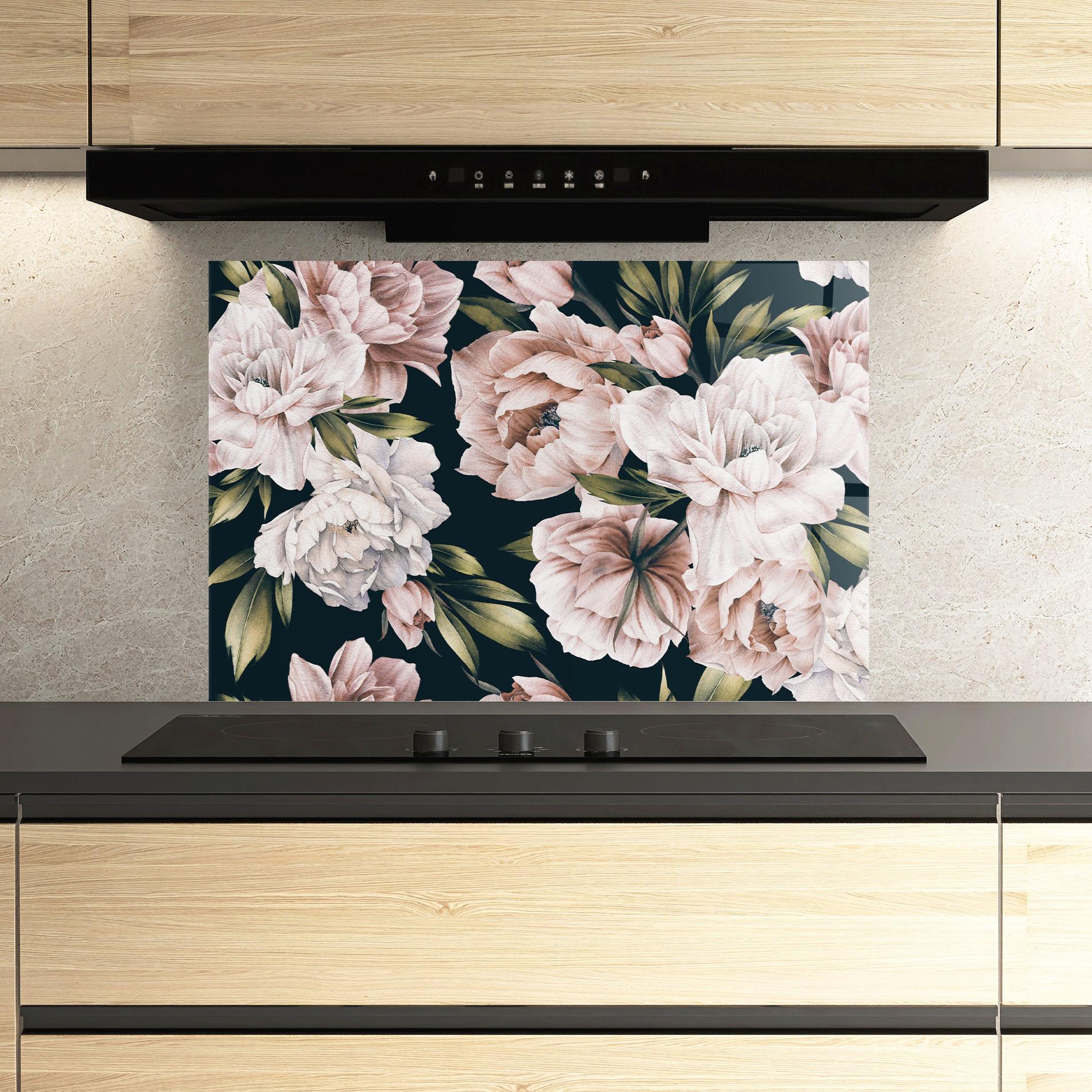 Panou Sticla Bucatarie Flori De Bujori mockup 3