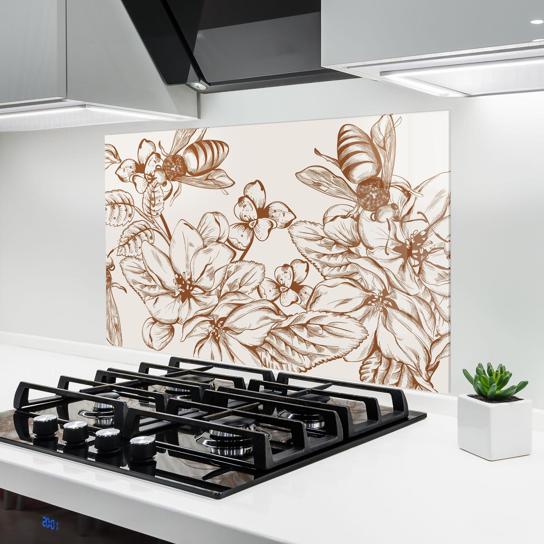 Panou Sticla Bucatarie Bee Flower Line mockup 6