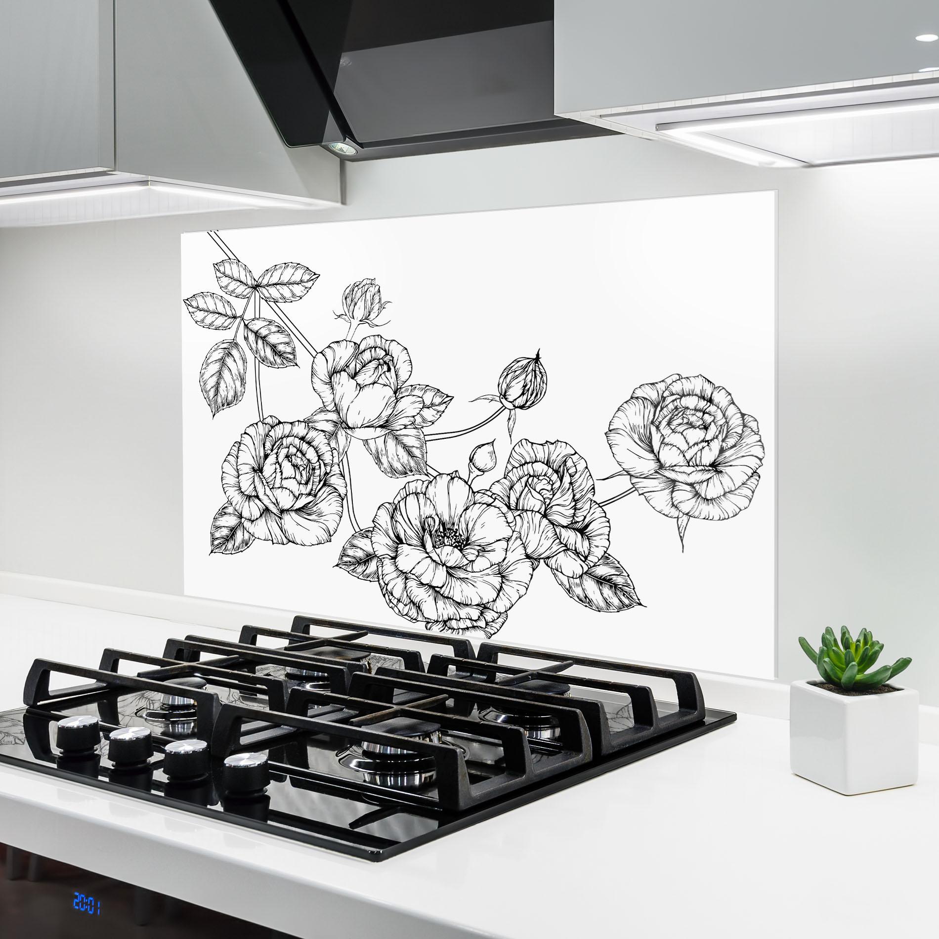 Panou Sticla Bucatarie Big Roses Line mockup 6