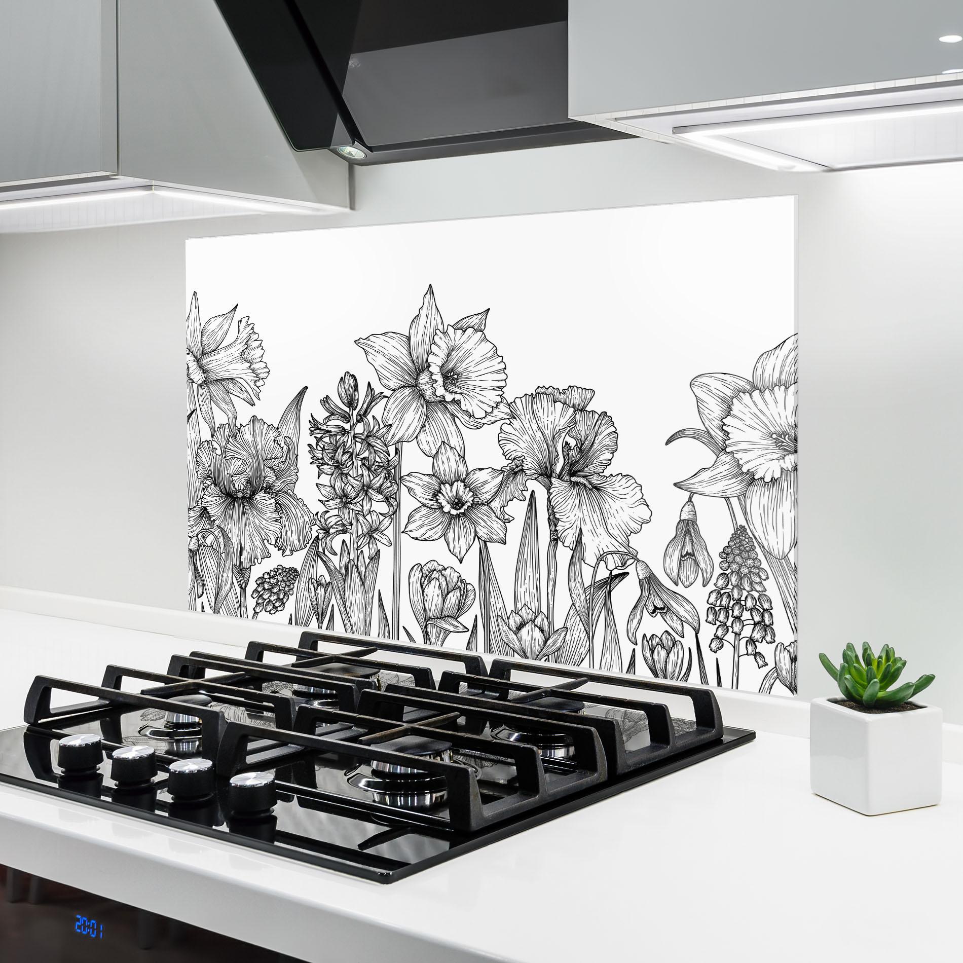 Panou Sticla Bucatarie Black Line Plant mockup 6