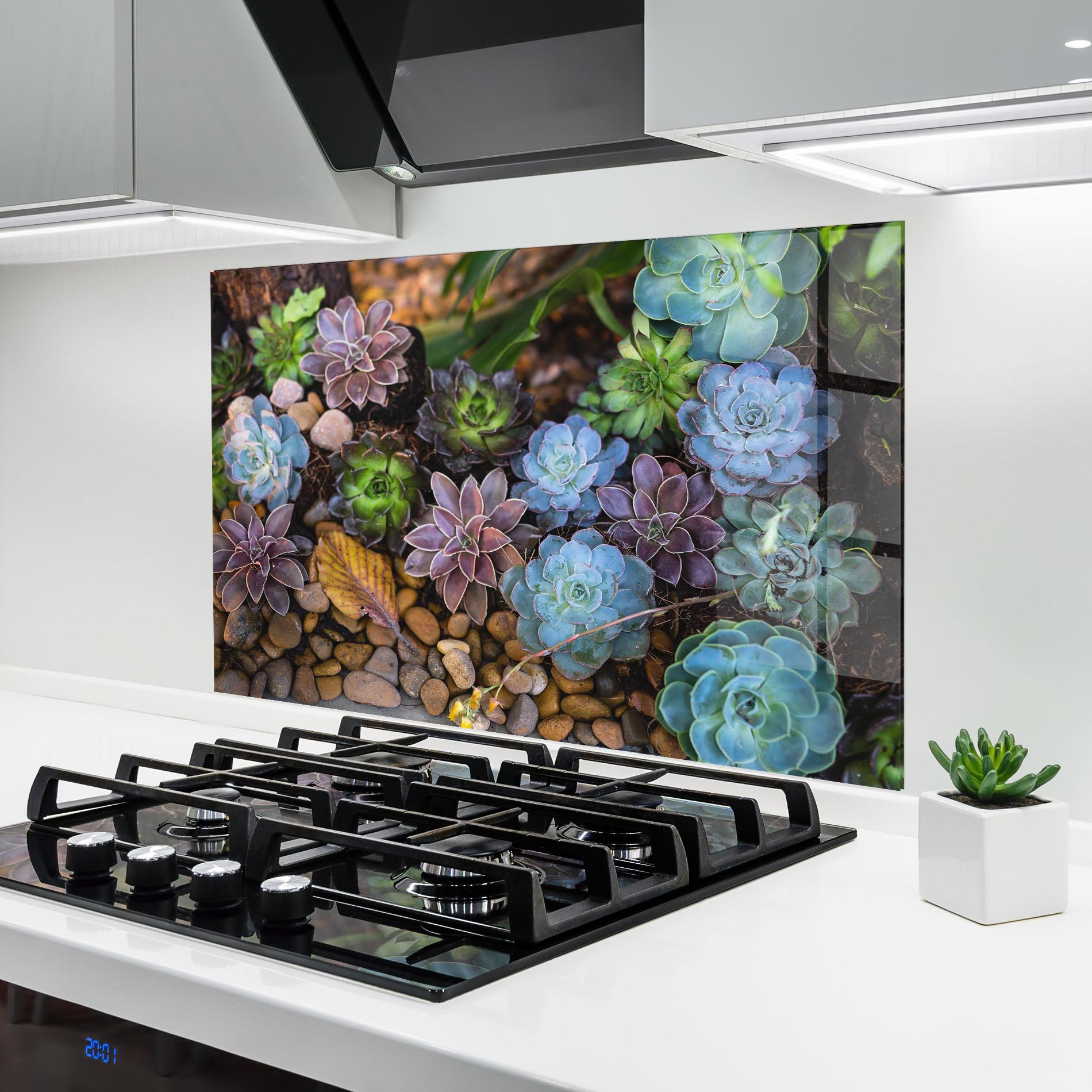 Panou Sticla Bucatarie Colorful Flowers mockup 6