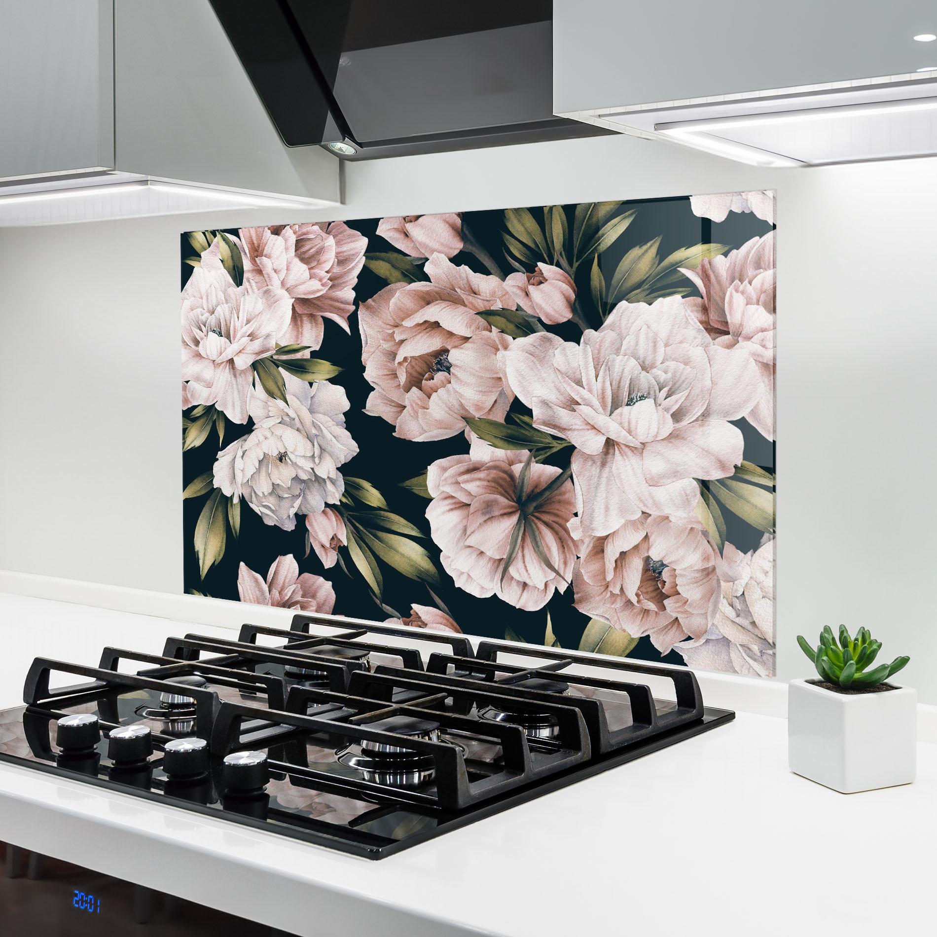 Panou Sticla Bucatarie Flori De Bujori mockup 6