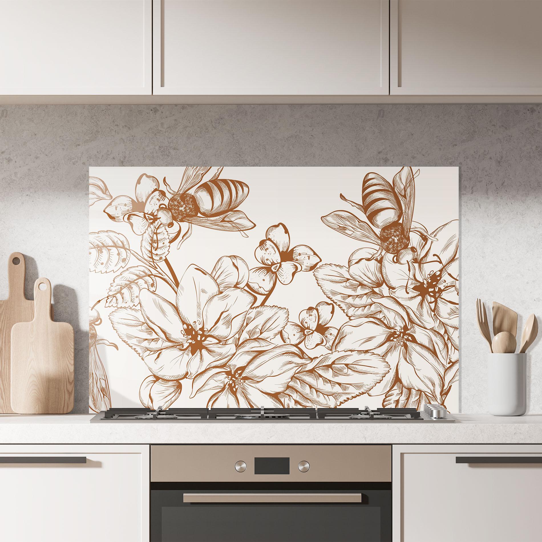 Panou Sticla Bucatarie Bee Flower Line mockup 7