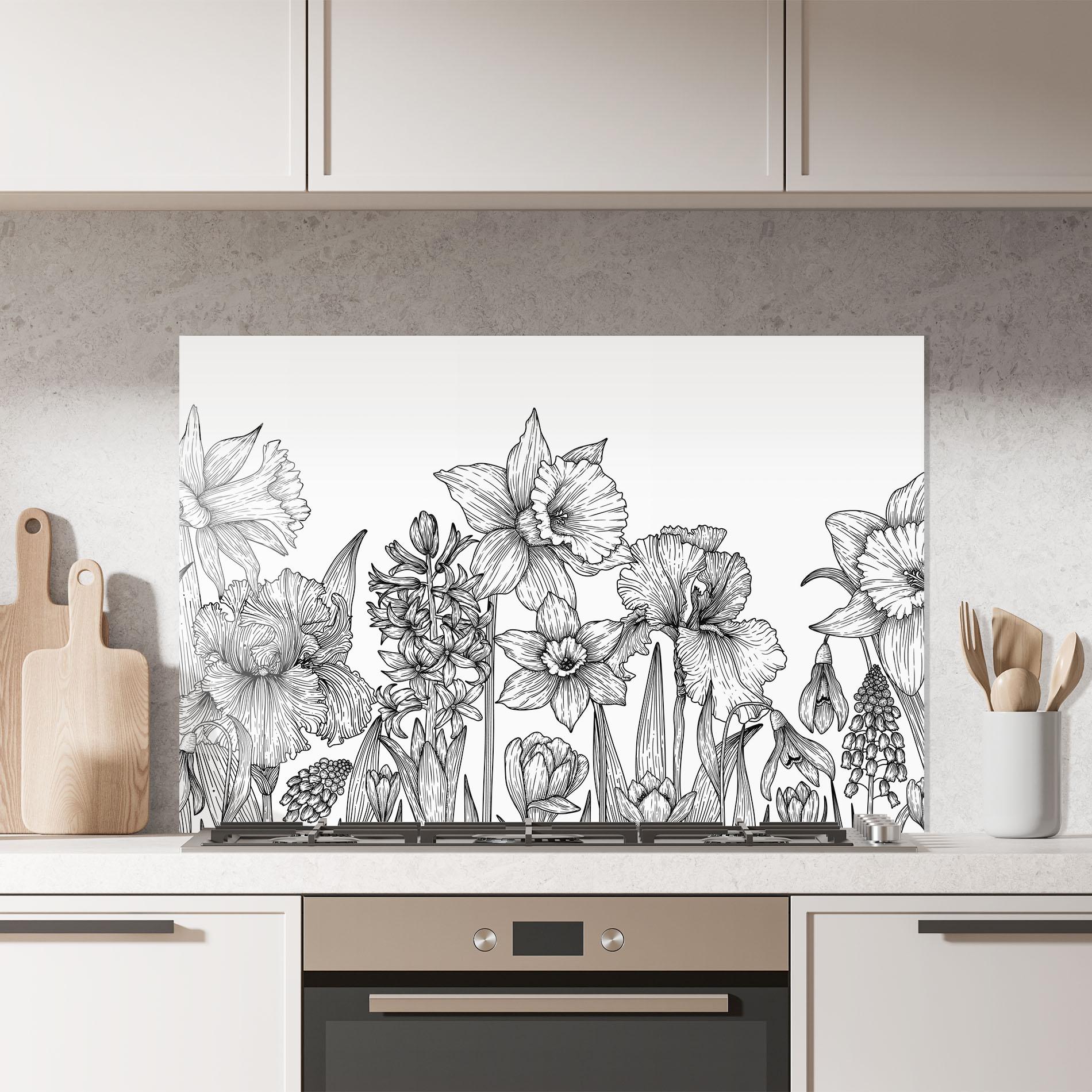 Panou Sticla Bucatarie Black Line Plant mockup 7