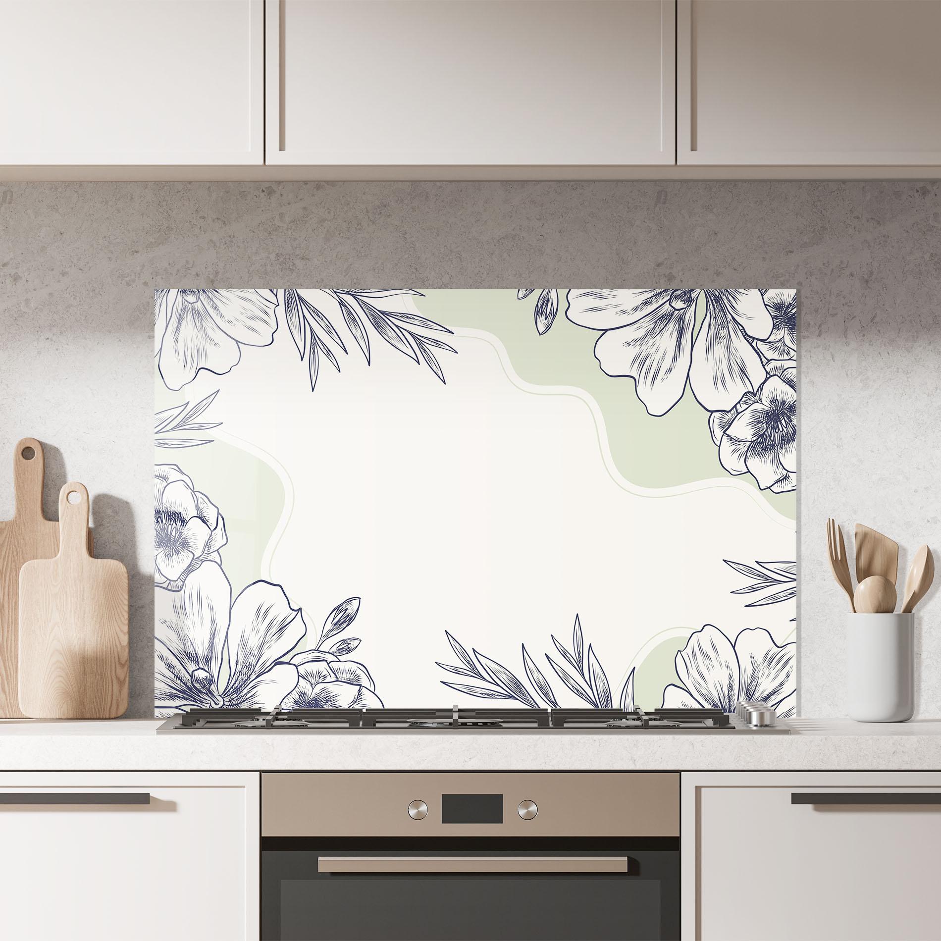 Panou Sticla Bucatarie Blue Line Green mockup 7