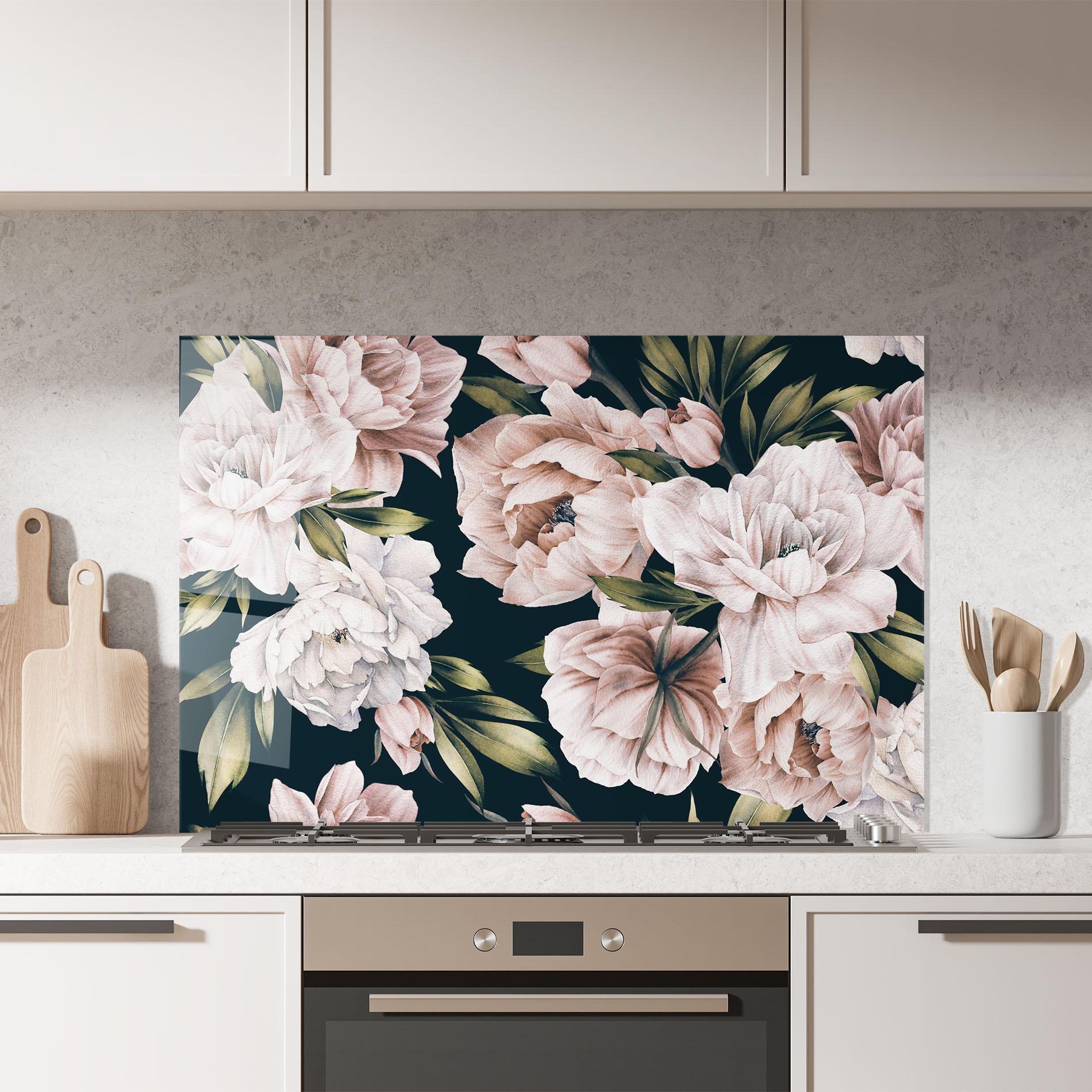 Panou Sticla Bucatarie Flori De Bujori mockup 7