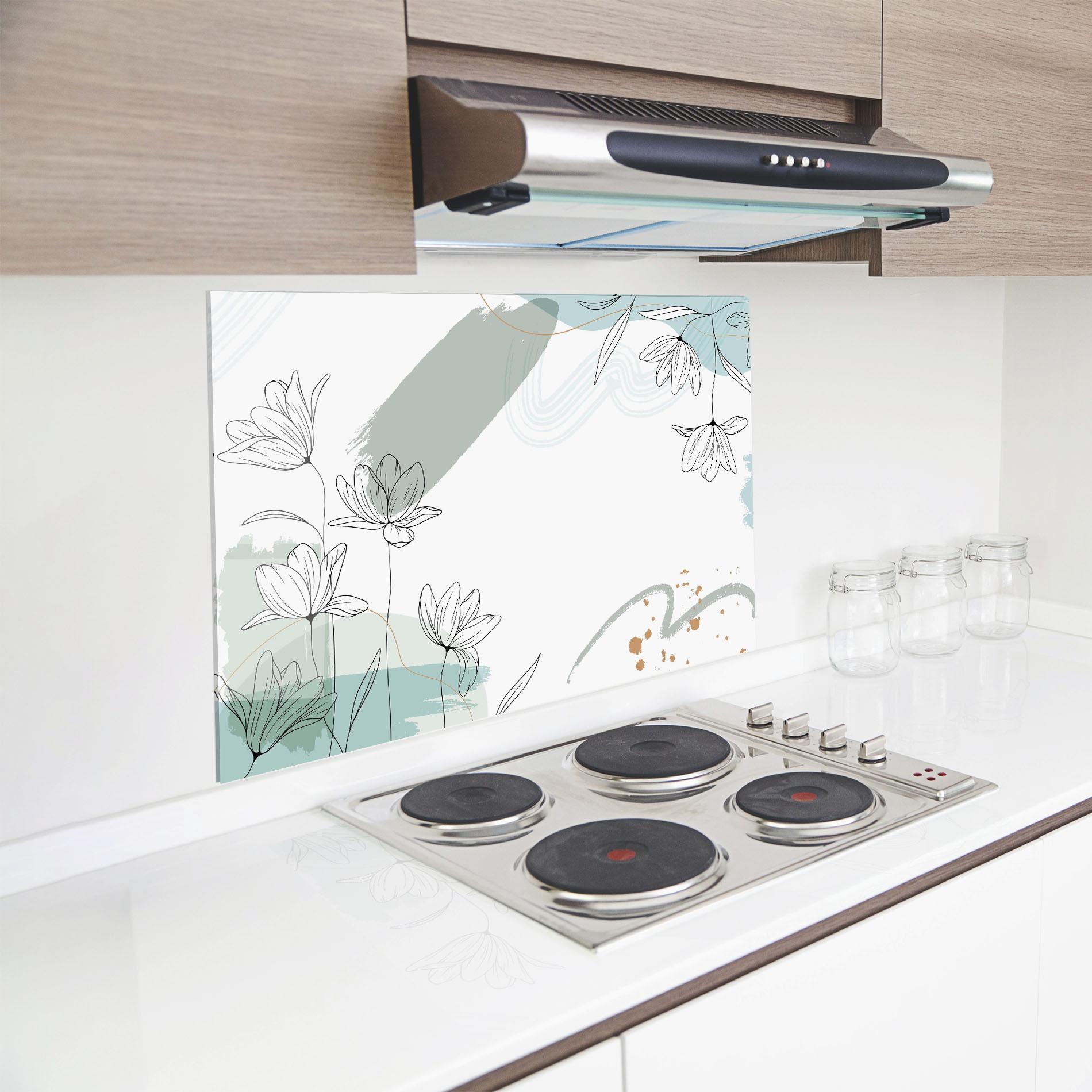 Panou Sticla Bucatarie Black Blue Line mockup 8