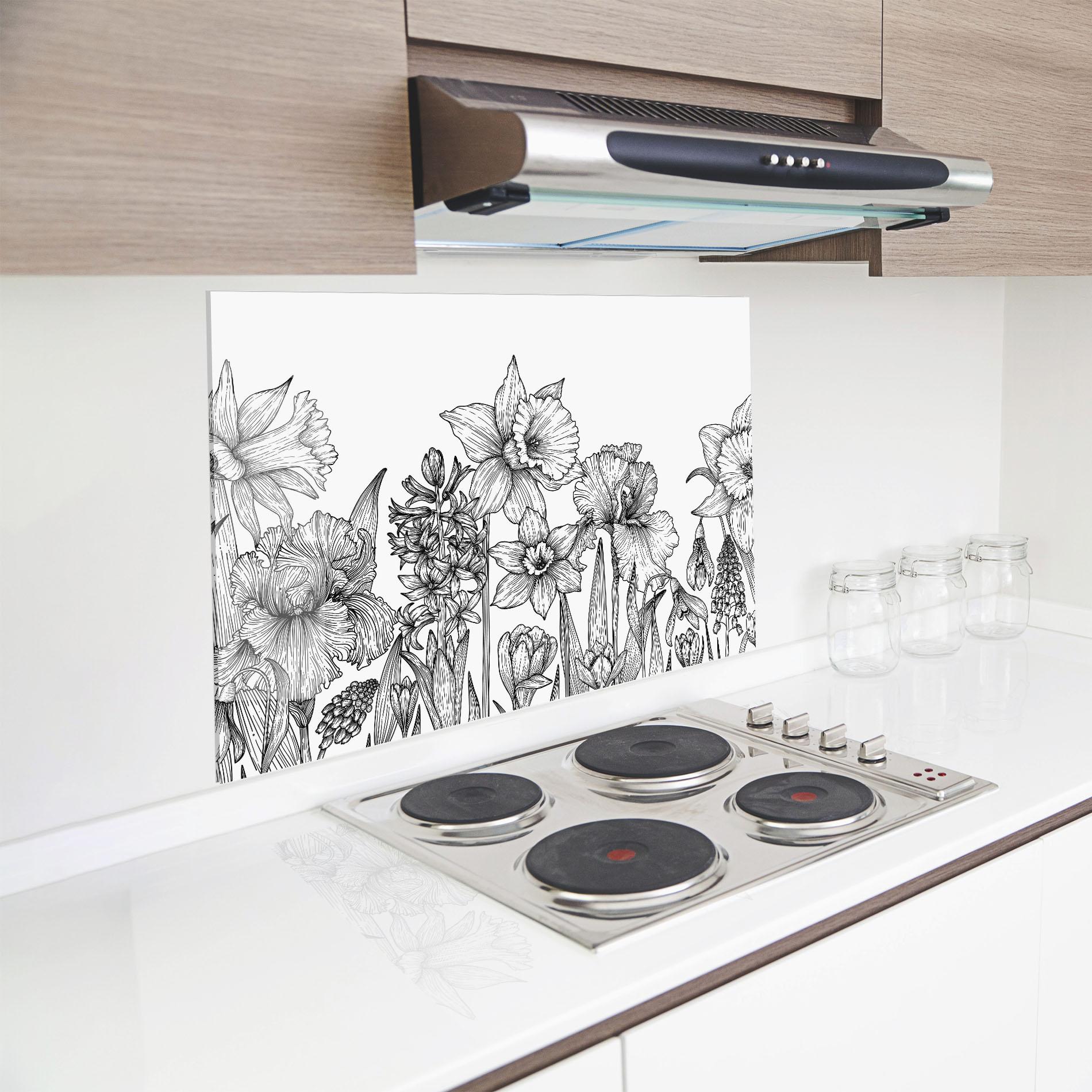 Panou Sticla Bucatarie Black Line Plant mockup 8