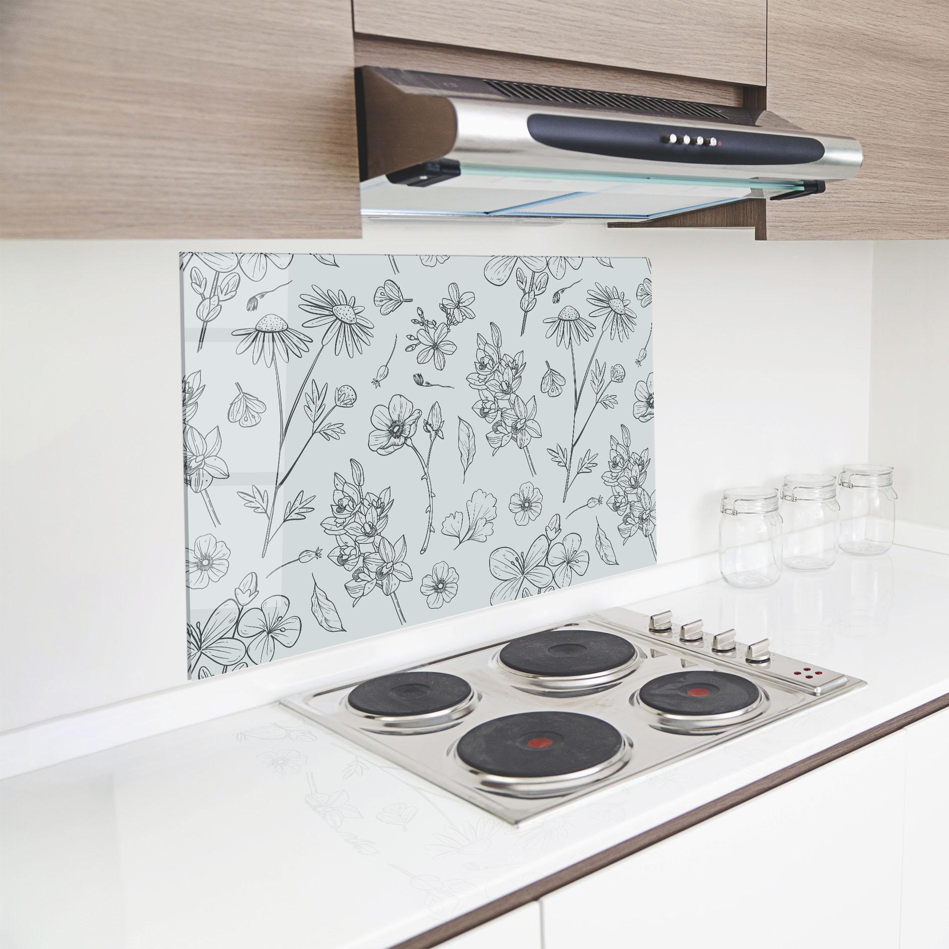 Panou Sticla Bucatarie Blue Flower Line mockup 8