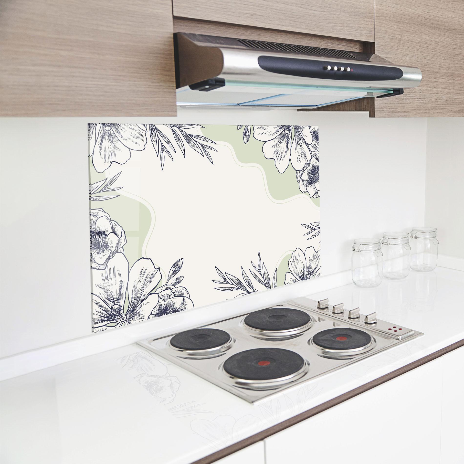 Panou Sticla Bucatarie Blue Line Green mockup 8