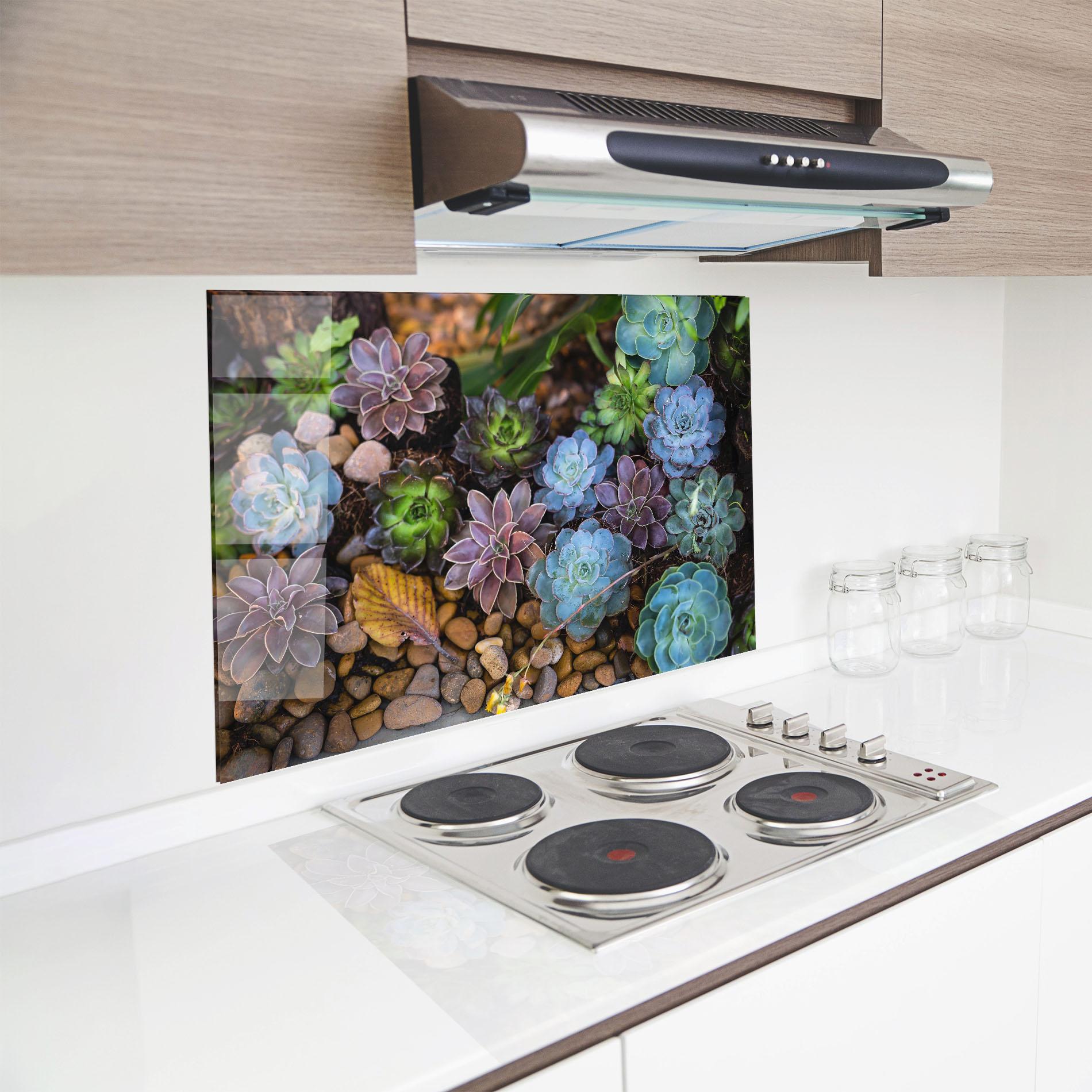 Panou Sticla Bucatarie Colorful Flowers mockup 8