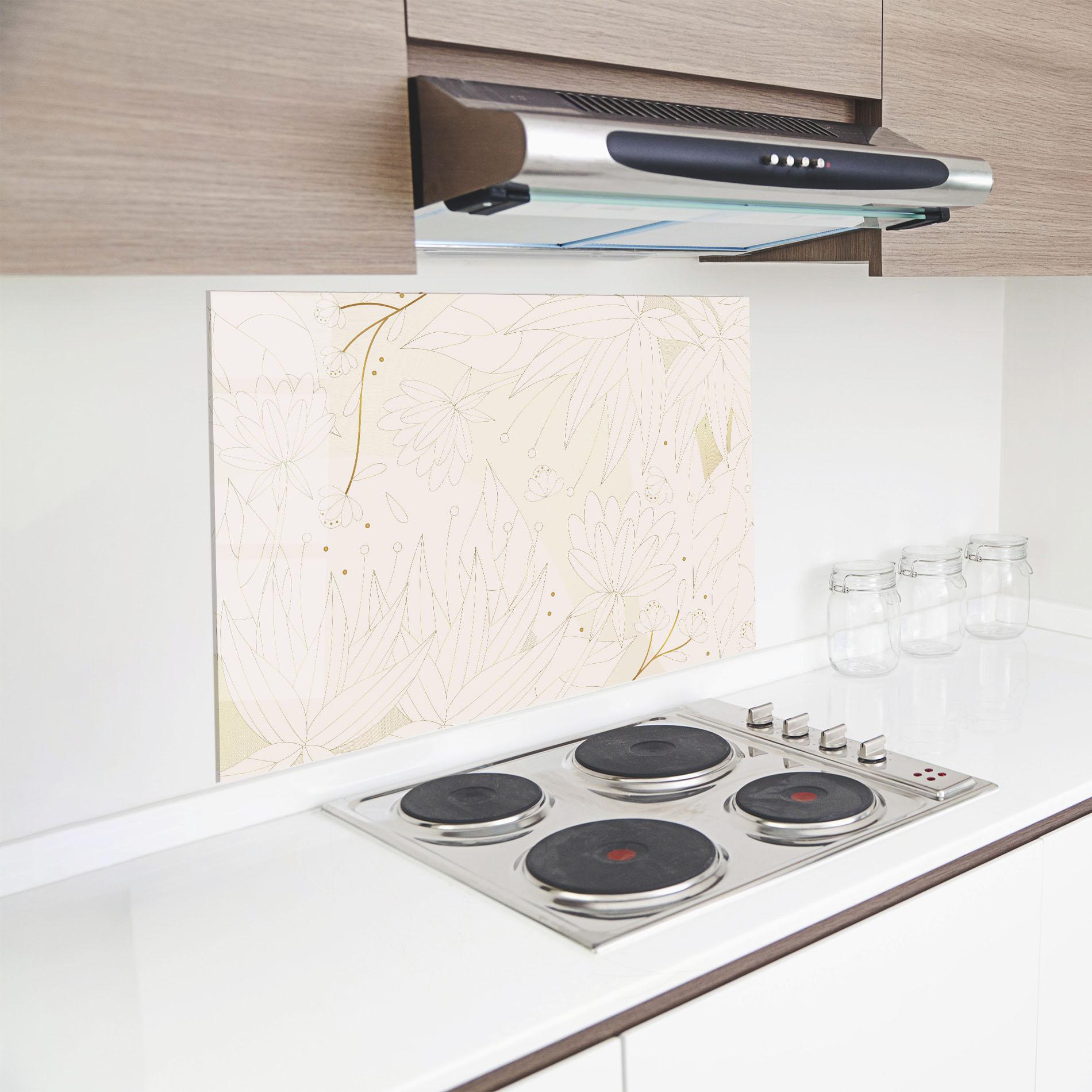 Panou Sticla Bucatarie Flower Cream Line mockup 8