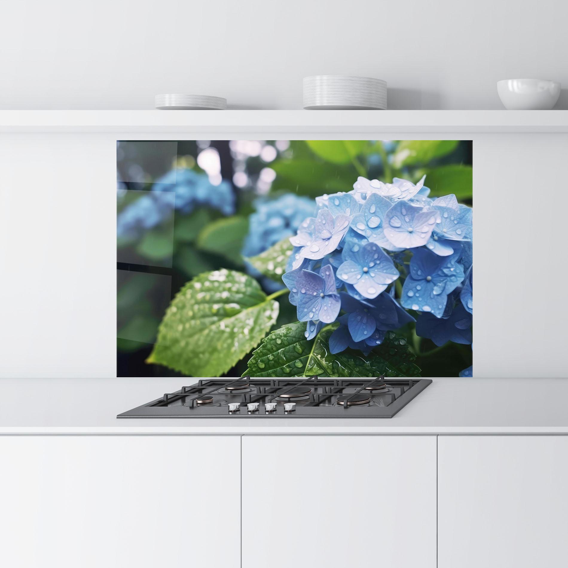 Panou Sticla Bucatarie Blue Rainy Exotic mockup 9