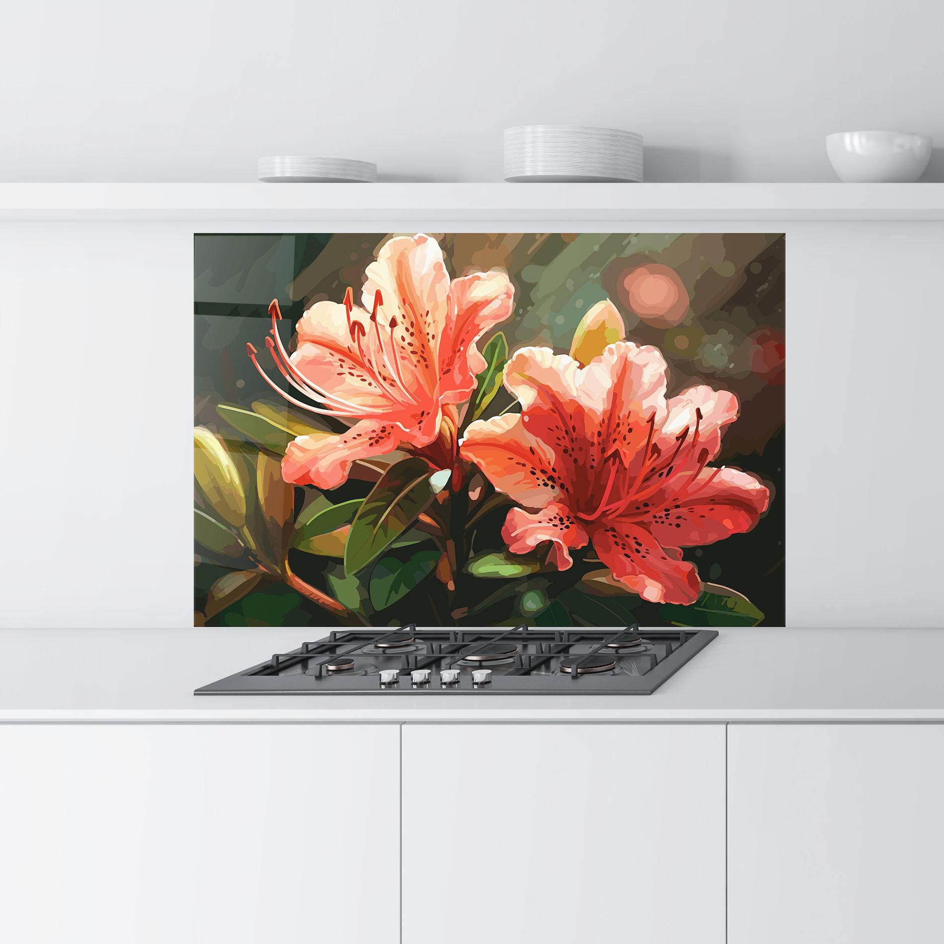 Panou Sticla Bucatarie Dreamy Exotic Flower mockup 9