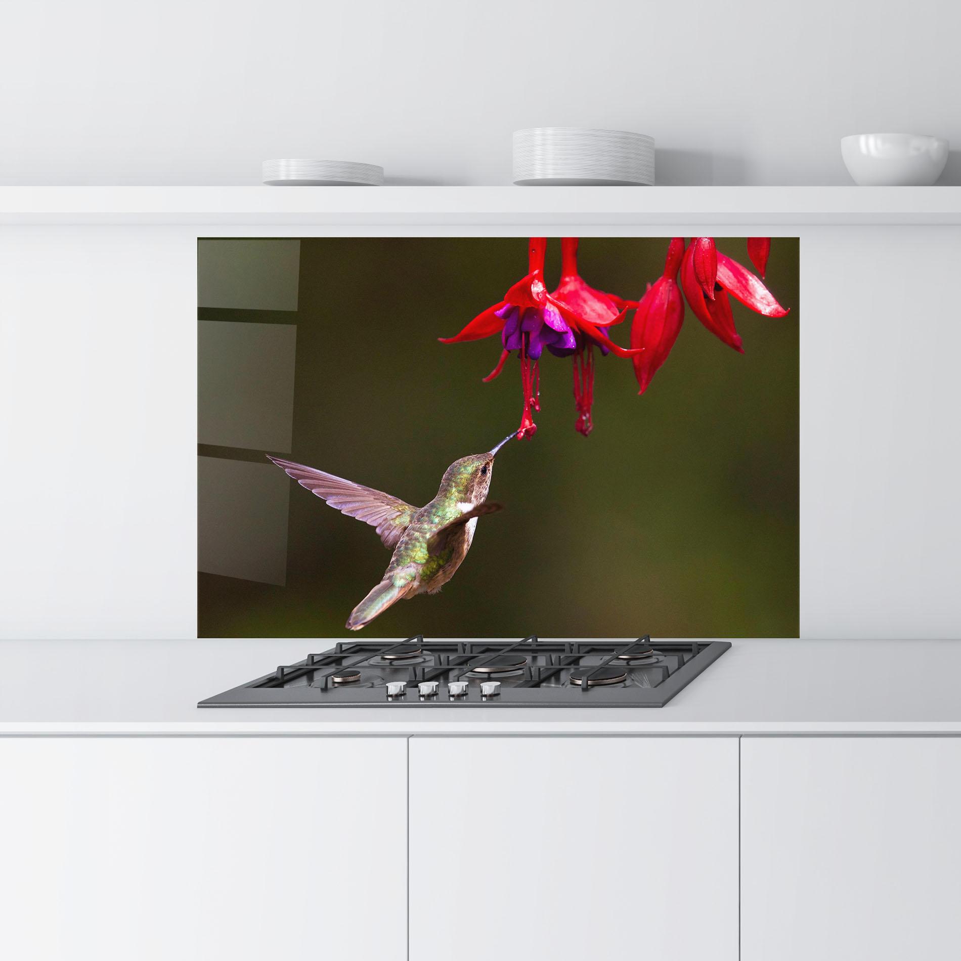 Panou Sticla Bucatarie Exotic Flower Bird mockup 9