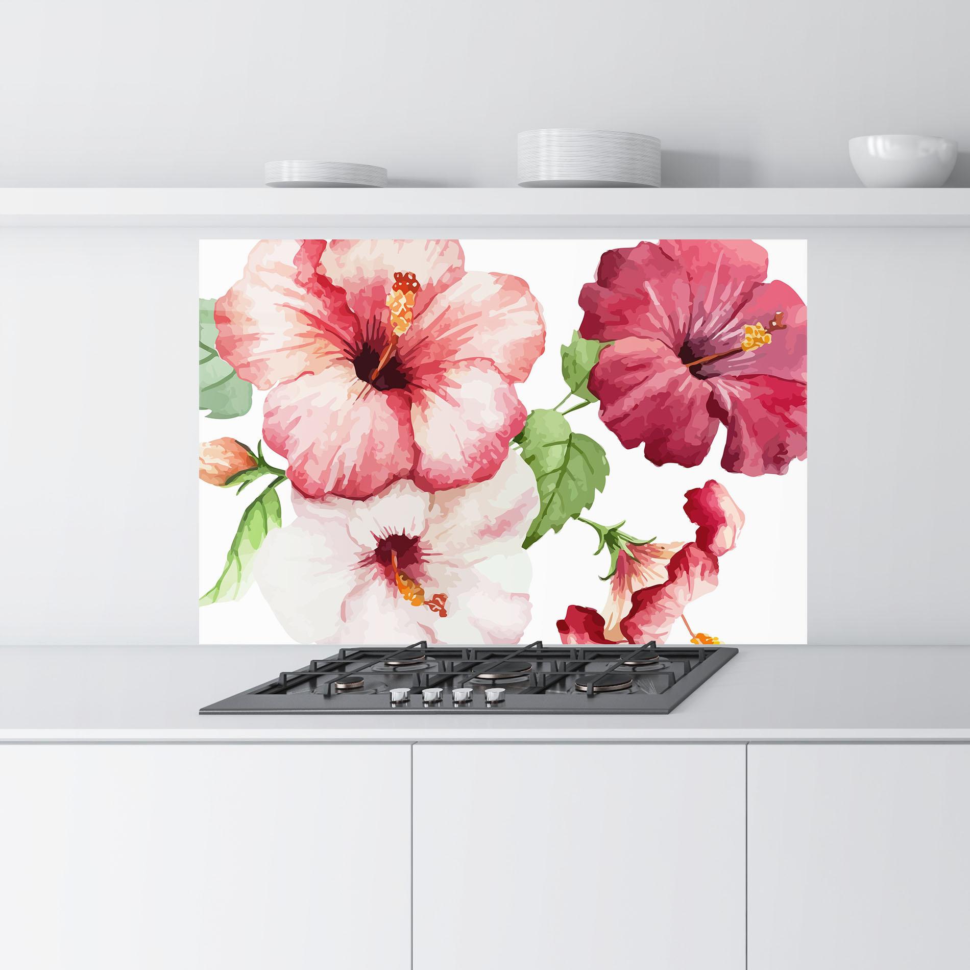 Panou Sticla Bucatarie Exotic Flower Paint mockup 9