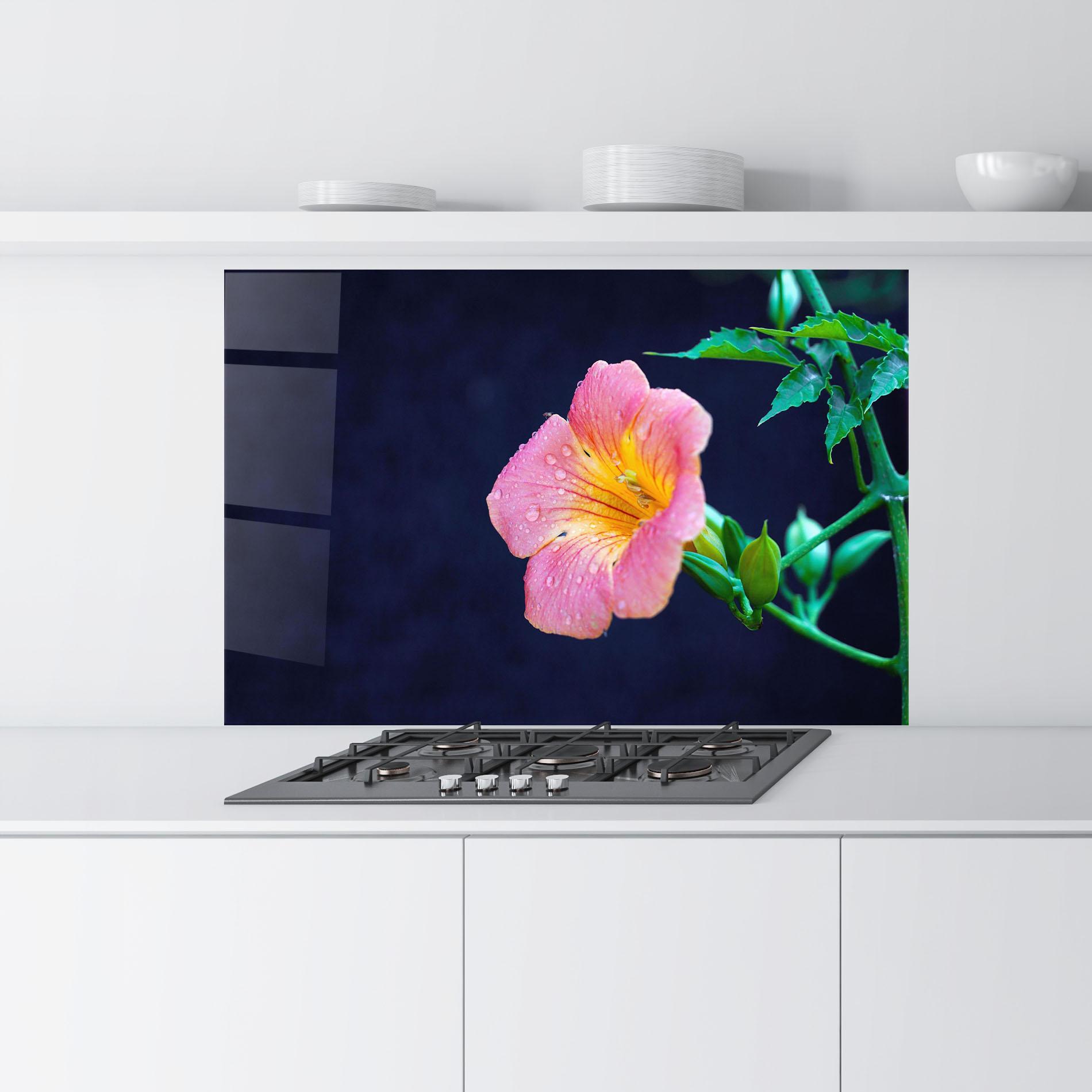 Panou Sticla Bucatarie Exotic Pink Plant mockup 9