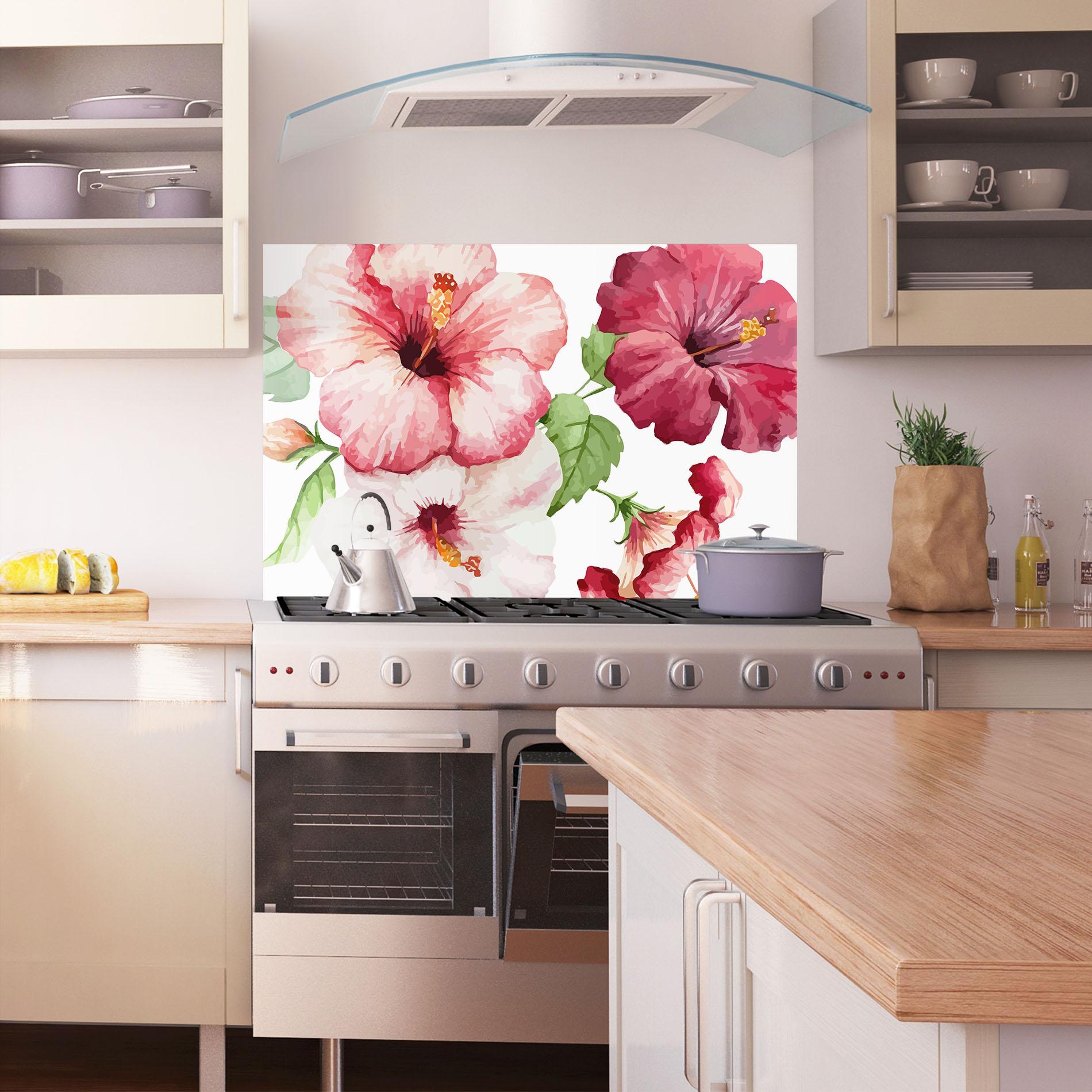 Panou Sticla Bucatarie Exotic Flower Paint mockup 1