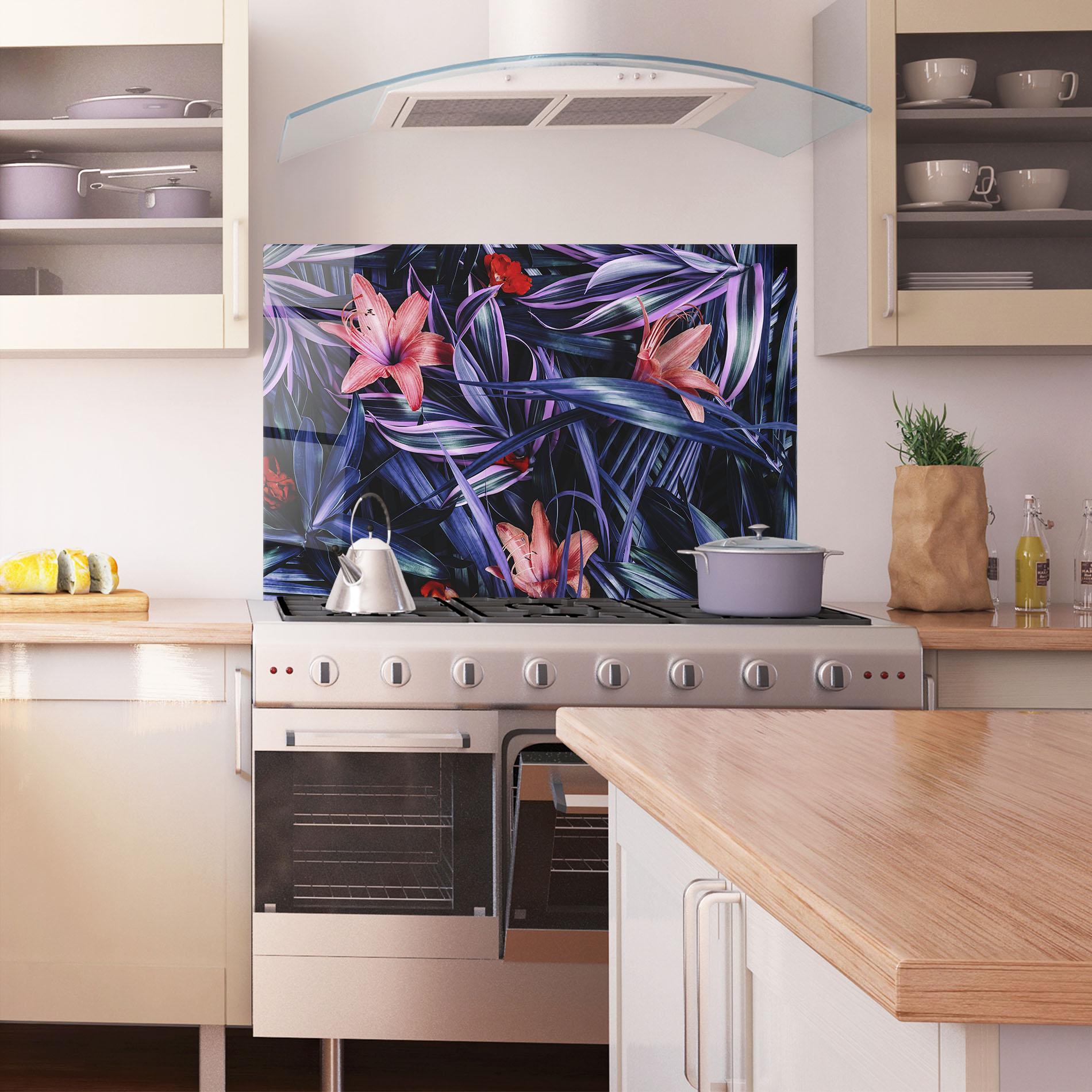 Panou Sticla Bucatarie Pink Purple Exotic mockup 1