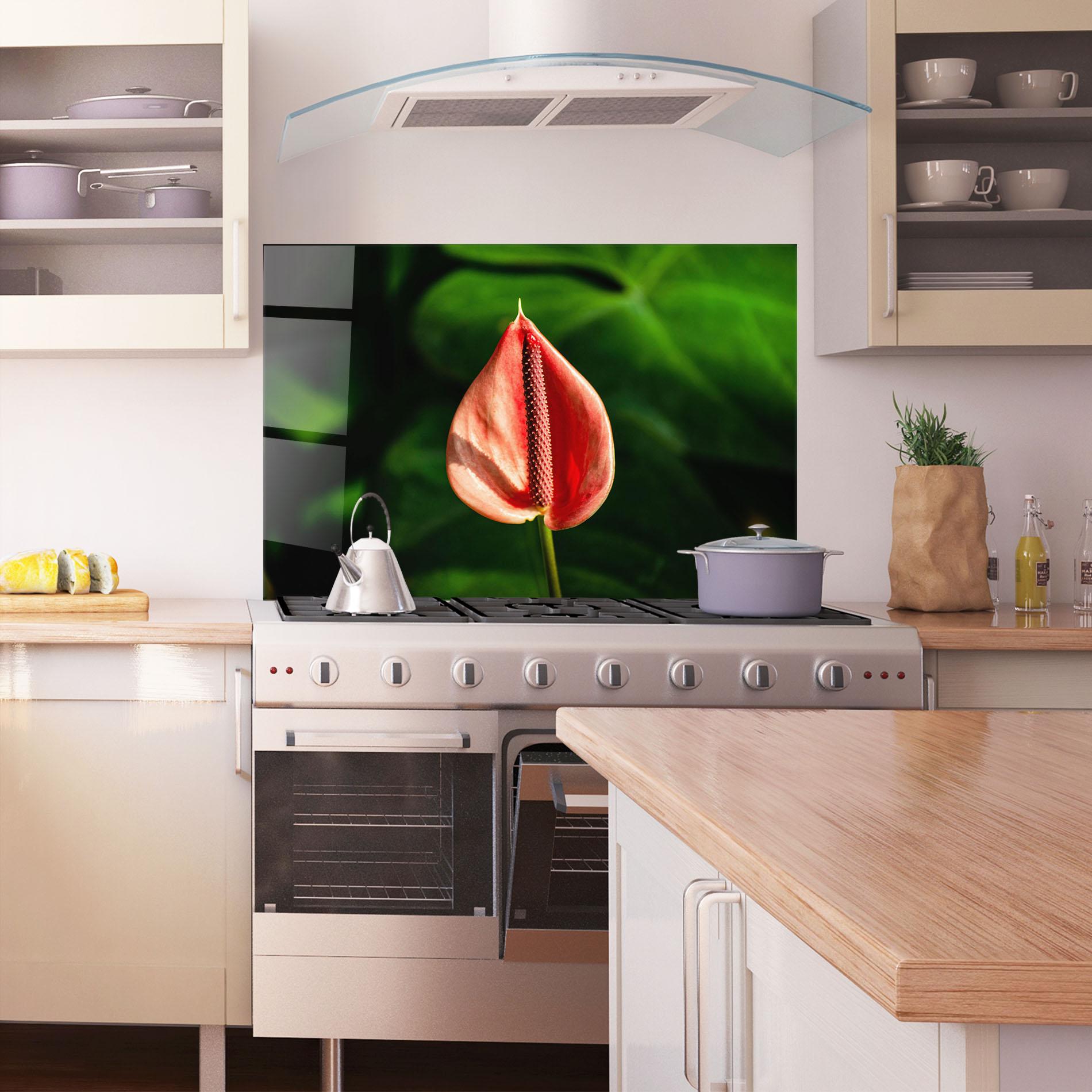 Panou Sticla Bucatarie Plant Exotic Red mockup 1