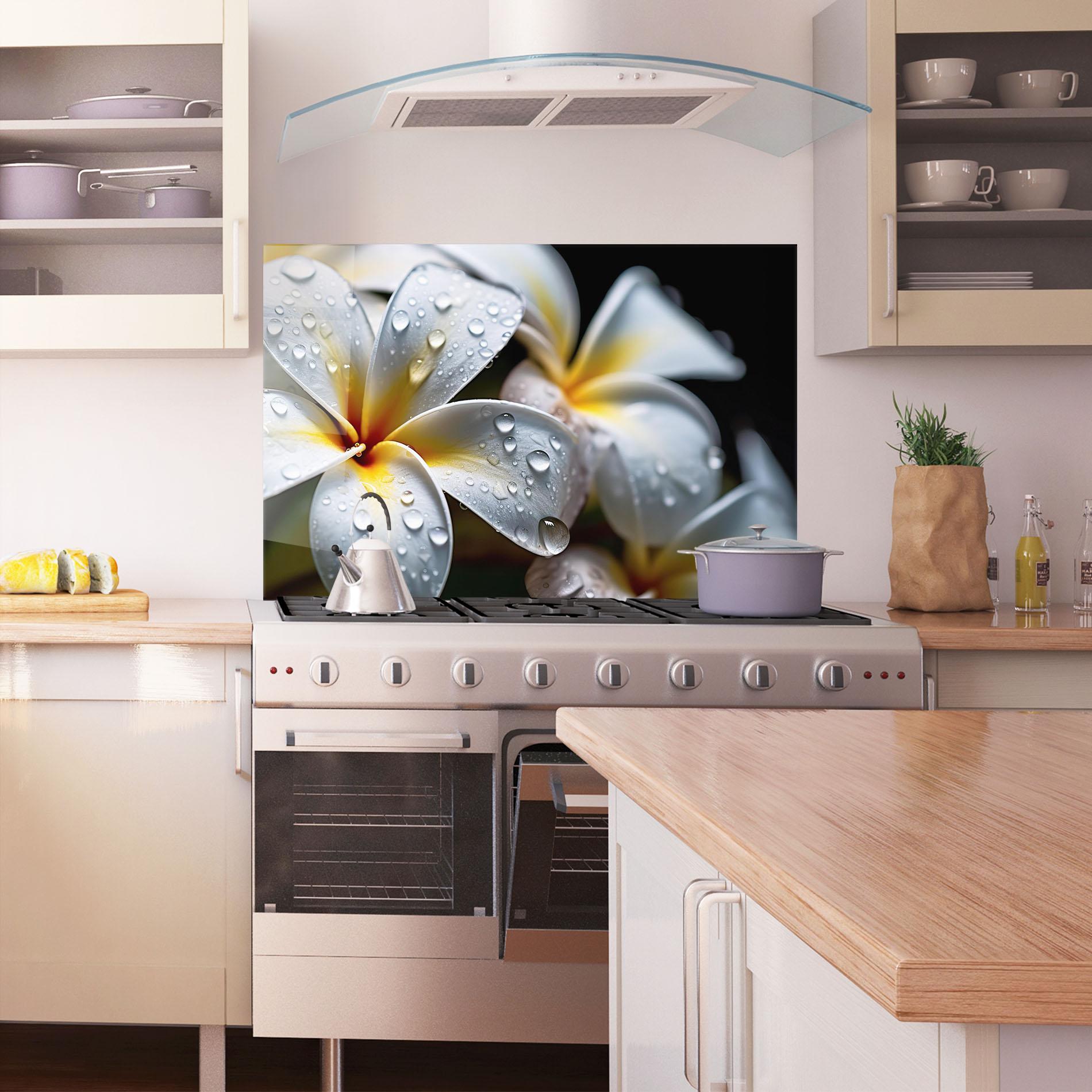 Panou Sticla Bucatarie Rainy White Exotic mockup 1