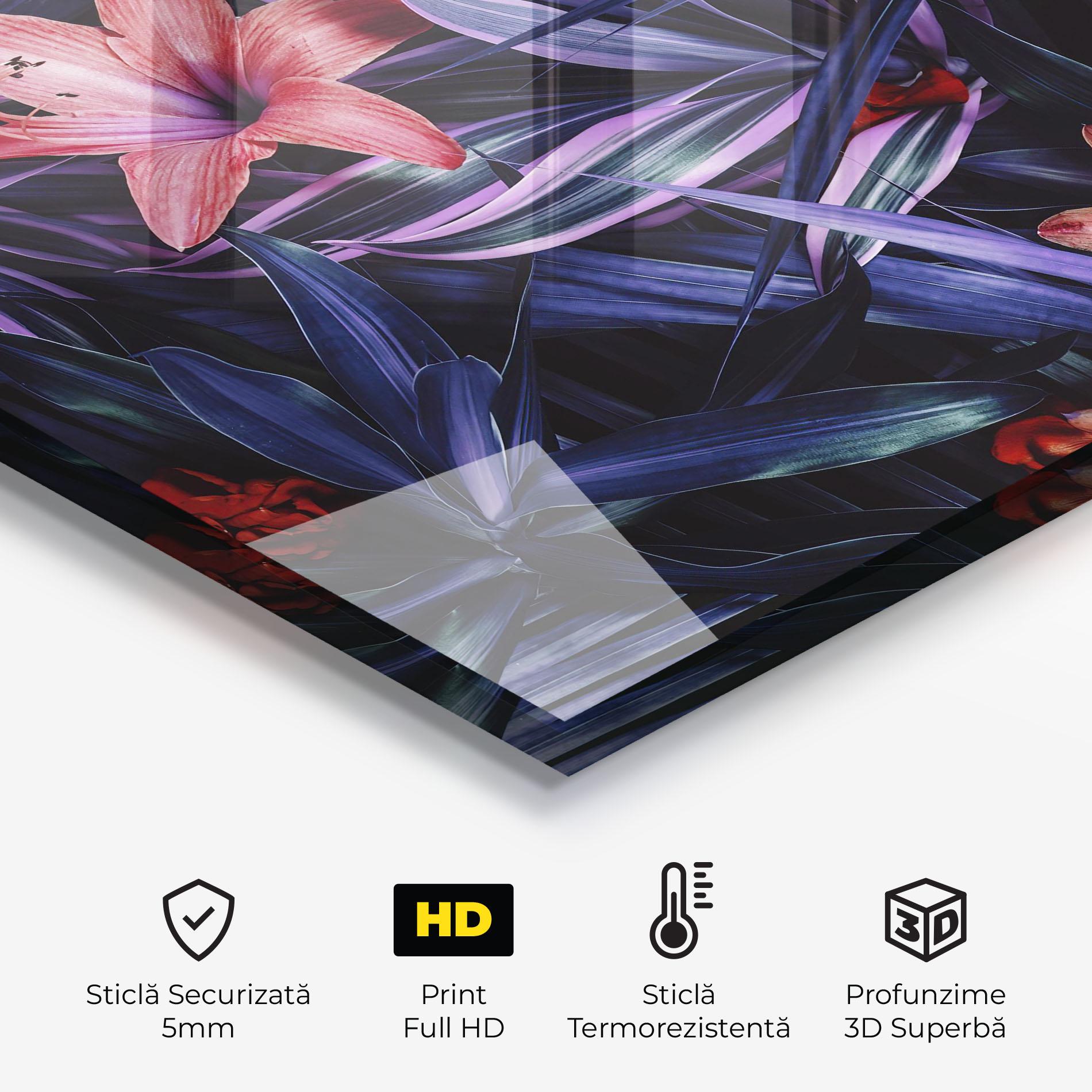 Panou Sticla Bucatarie Pink Purple Exotic mockup 2