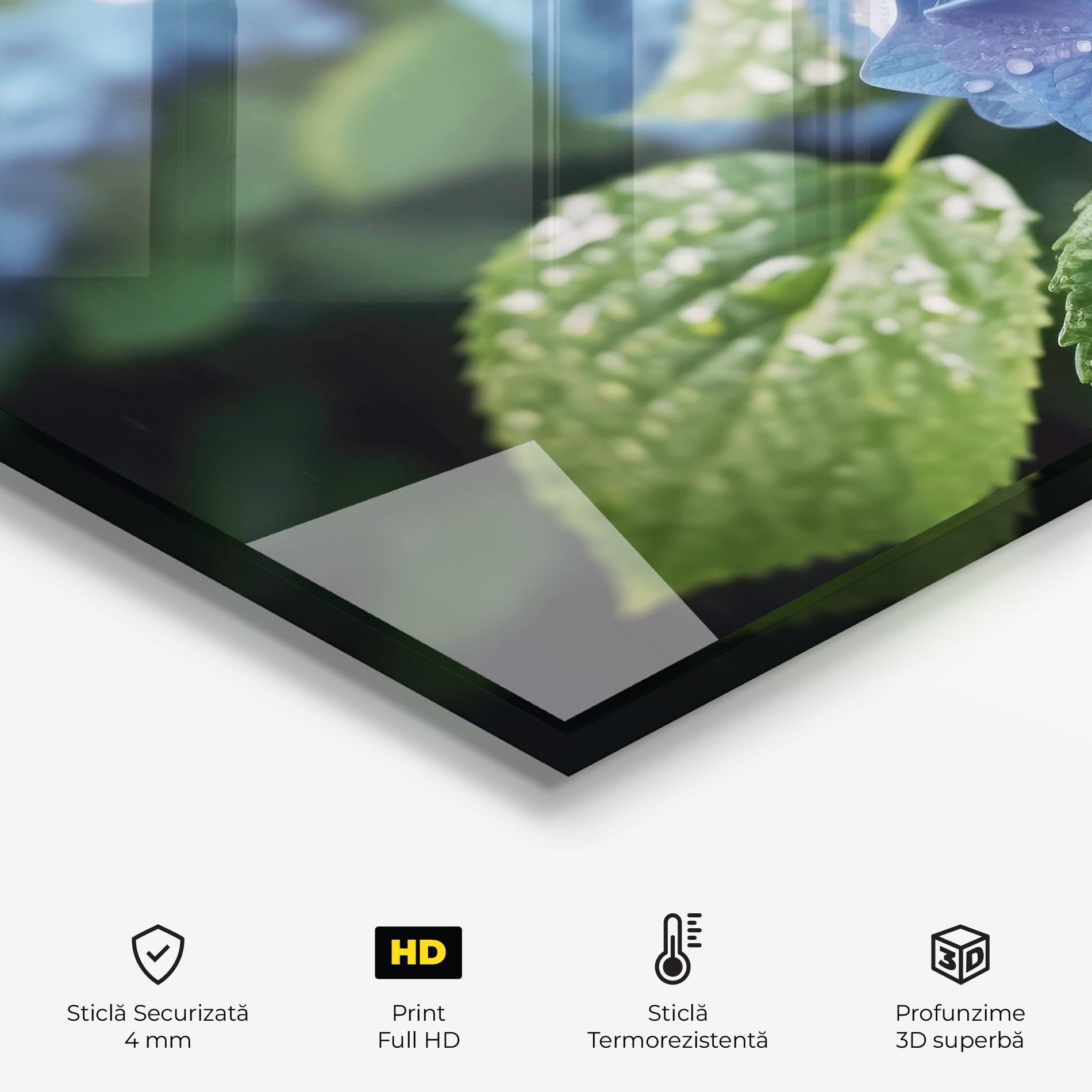 Panou Sticla Bucatarie Blue Rainy Exotic mockup 2