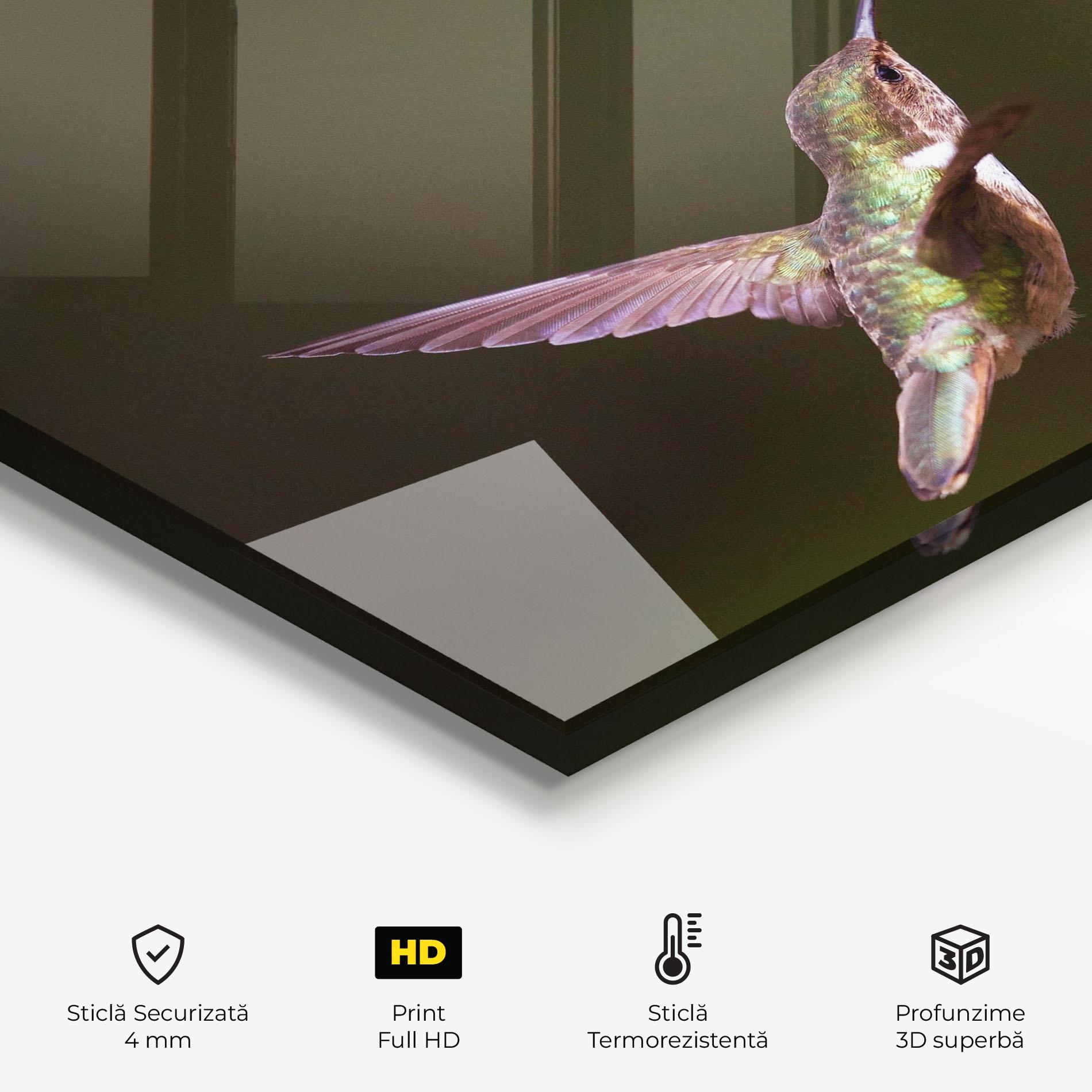 Panou Sticla Bucatarie Exotic Flower Bird mockup 2