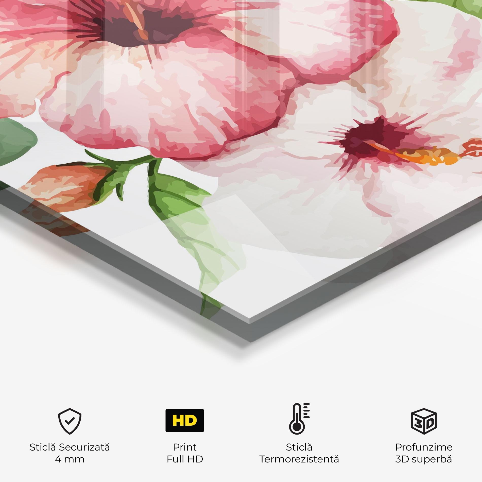 Panou Sticla Bucatarie Exotic Flower Paint mockup 2
