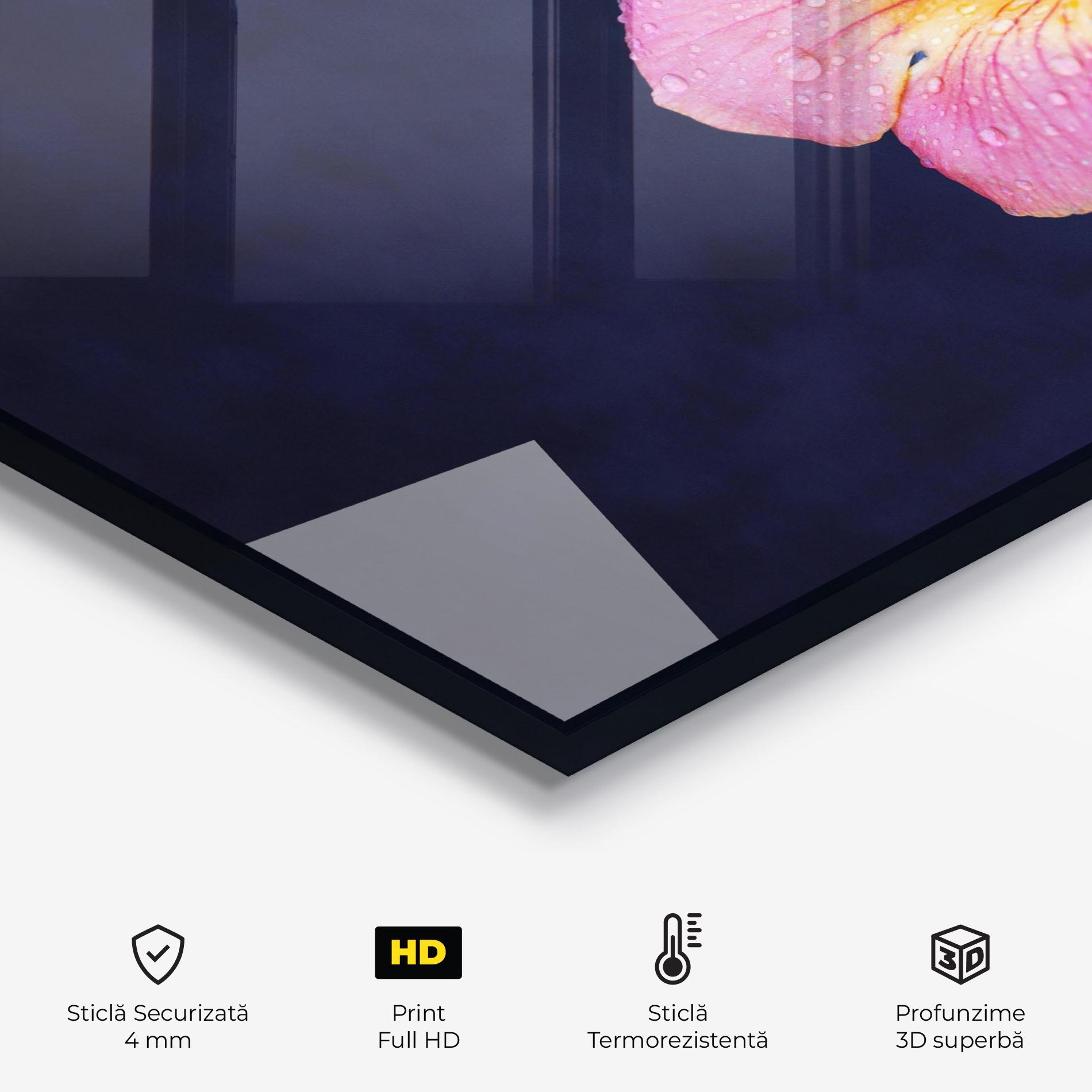 Panou Sticla Bucatarie Exotic Pink Plant mockup 2