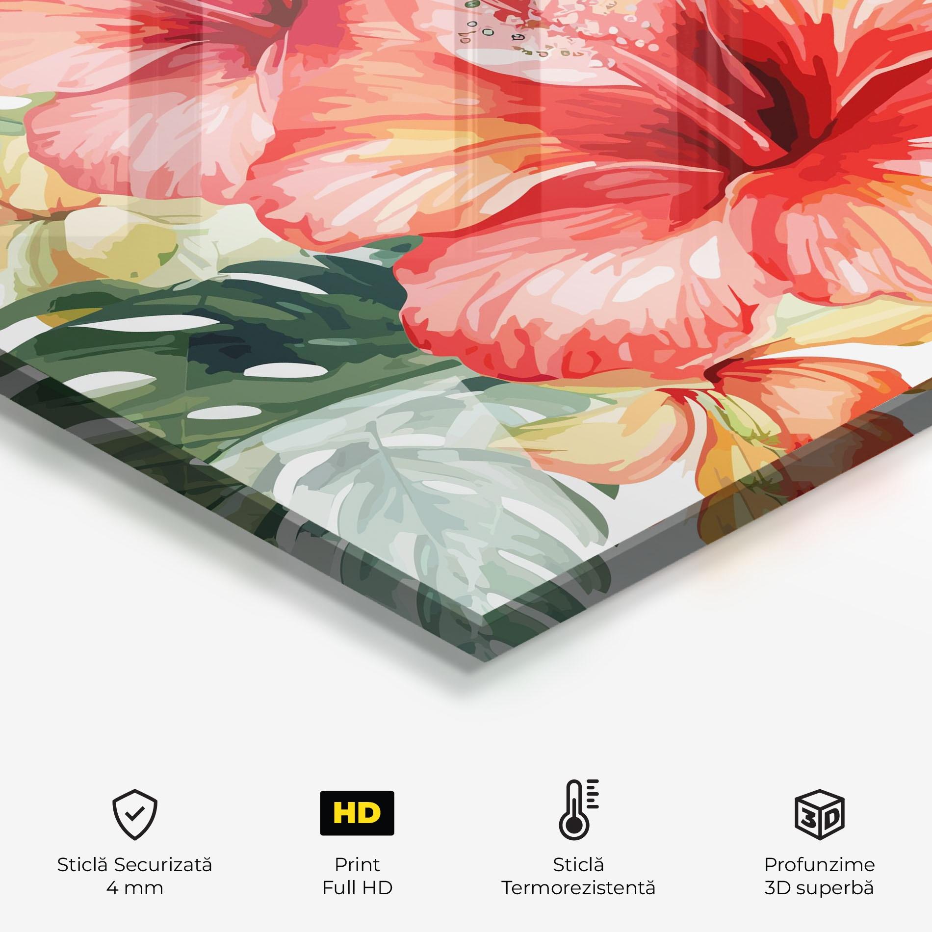 Panou Sticla Bucatarie Exotic Red Flower mockup 2