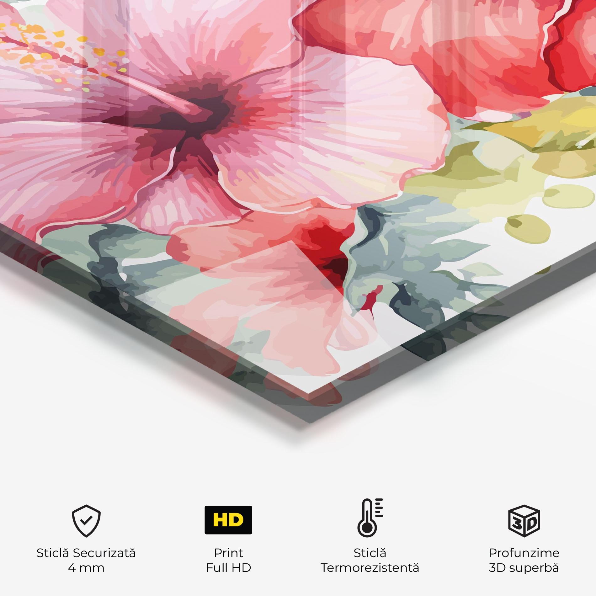 Panou Sticla Bucatarie Pink Red Exotic mockup 2