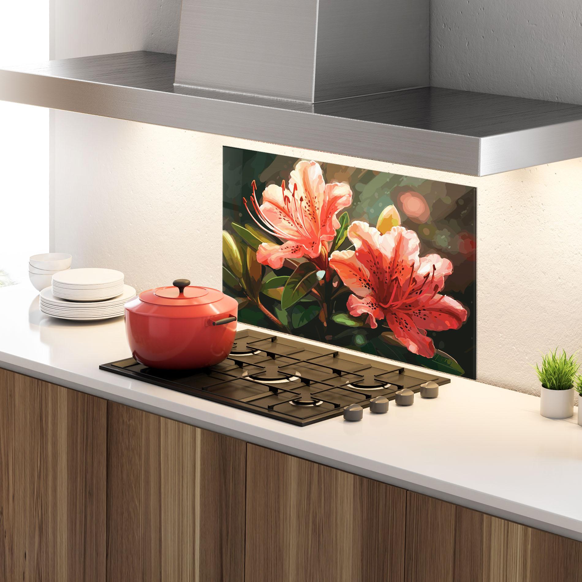 Panou Sticla Bucatarie Dreamy Exotic Flower mockup 4