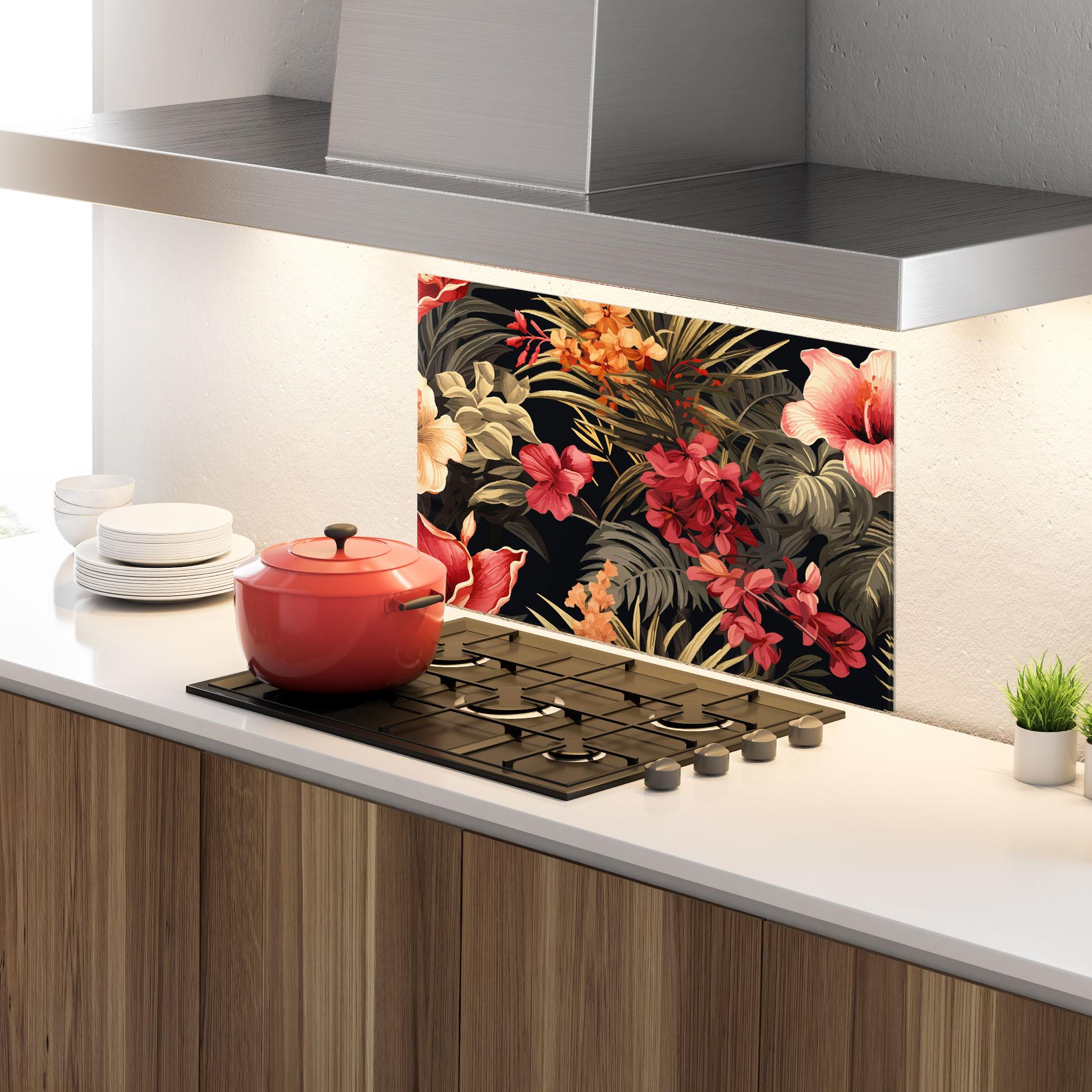 Panou Sticla Bucatarie Exotic Flower Plant mockup 4