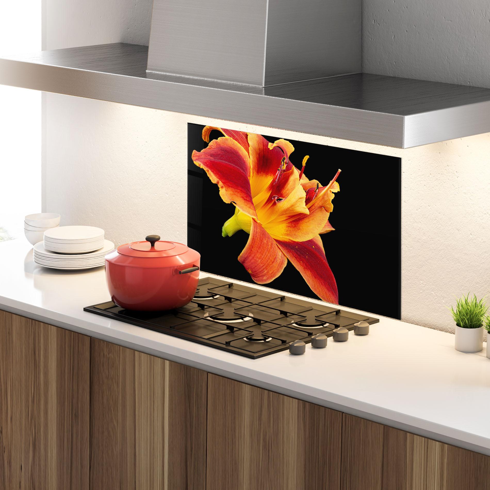 Panou Sticla Bucatarie Exotic Orange Red mockup 4