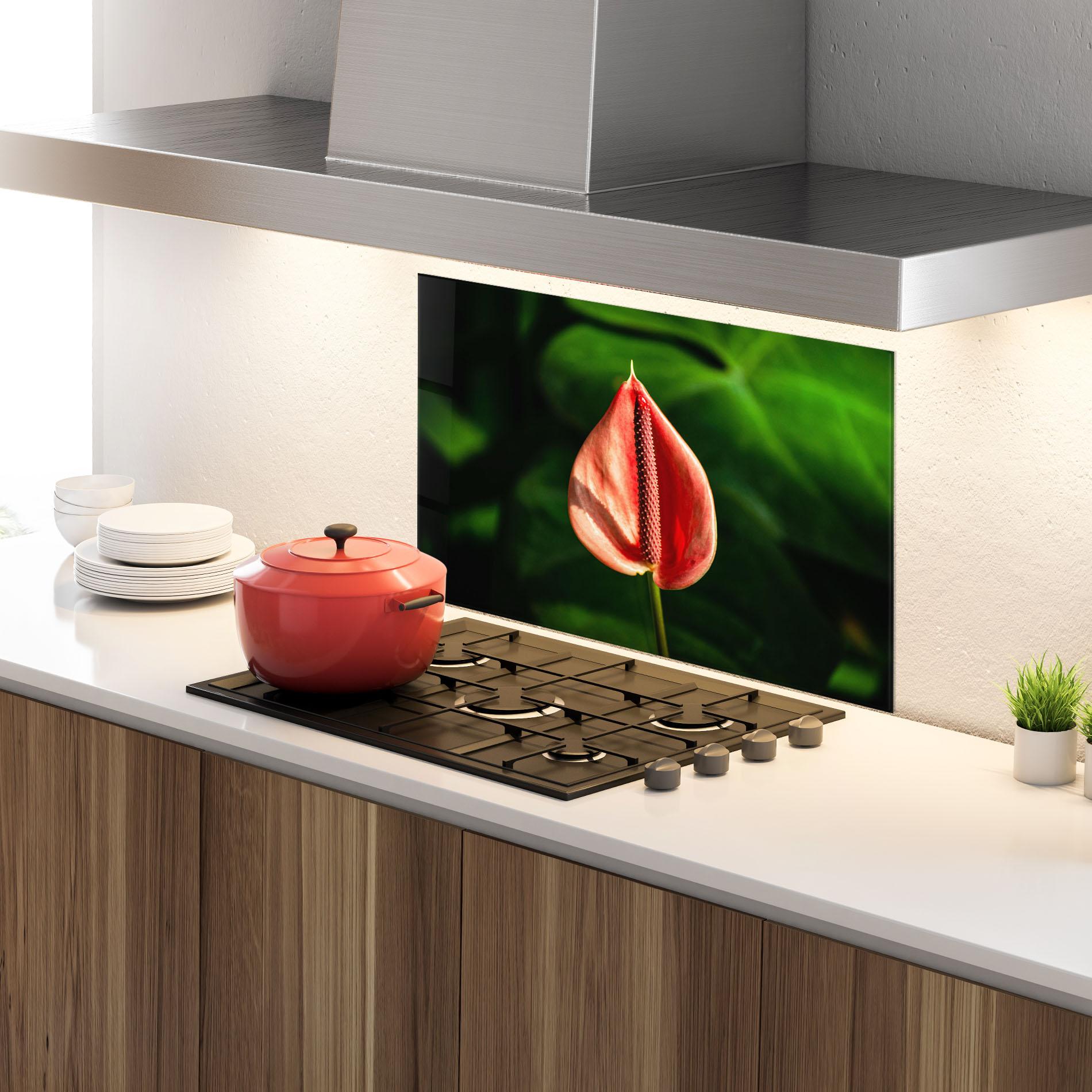 Panou Sticla Bucatarie Plant Exotic Red mockup 4